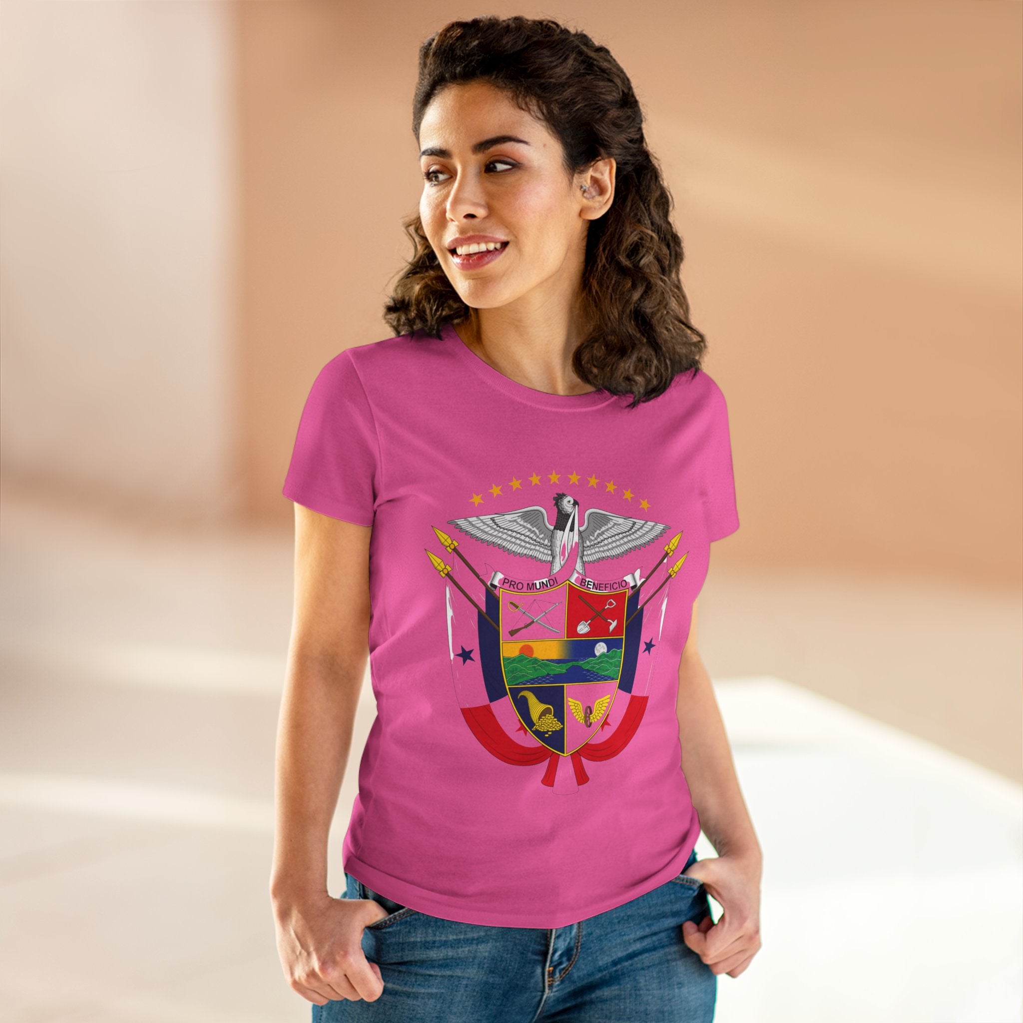 ALGODÓN DE MEDIO GROSOR Camiseta de Mujeres Panamá Escudo Nacional de Panamá