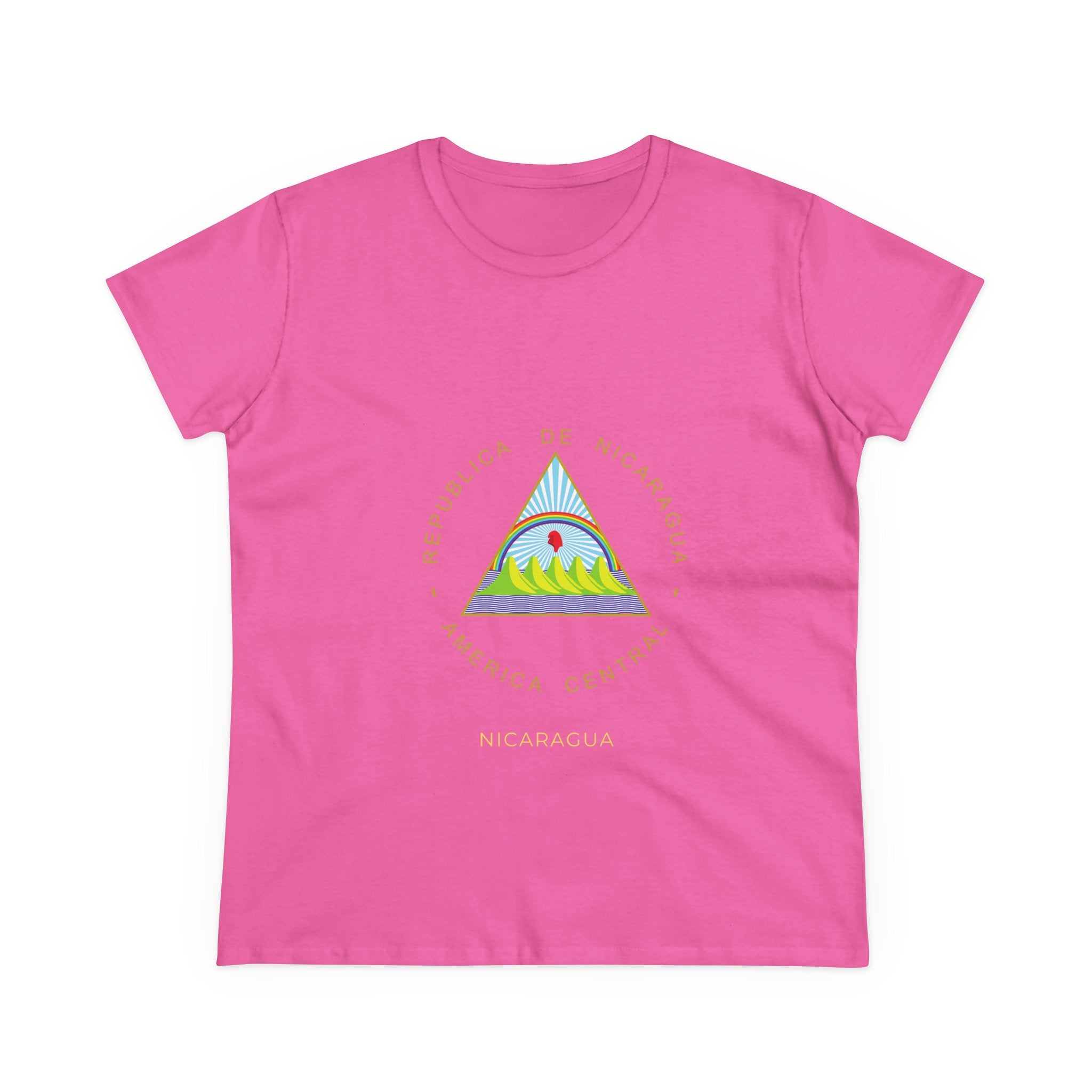 ALGODÓN DE MEDIO GROSOR Camiseta de Mujeres Nicaragua Escudo Nacional de Nicaragua