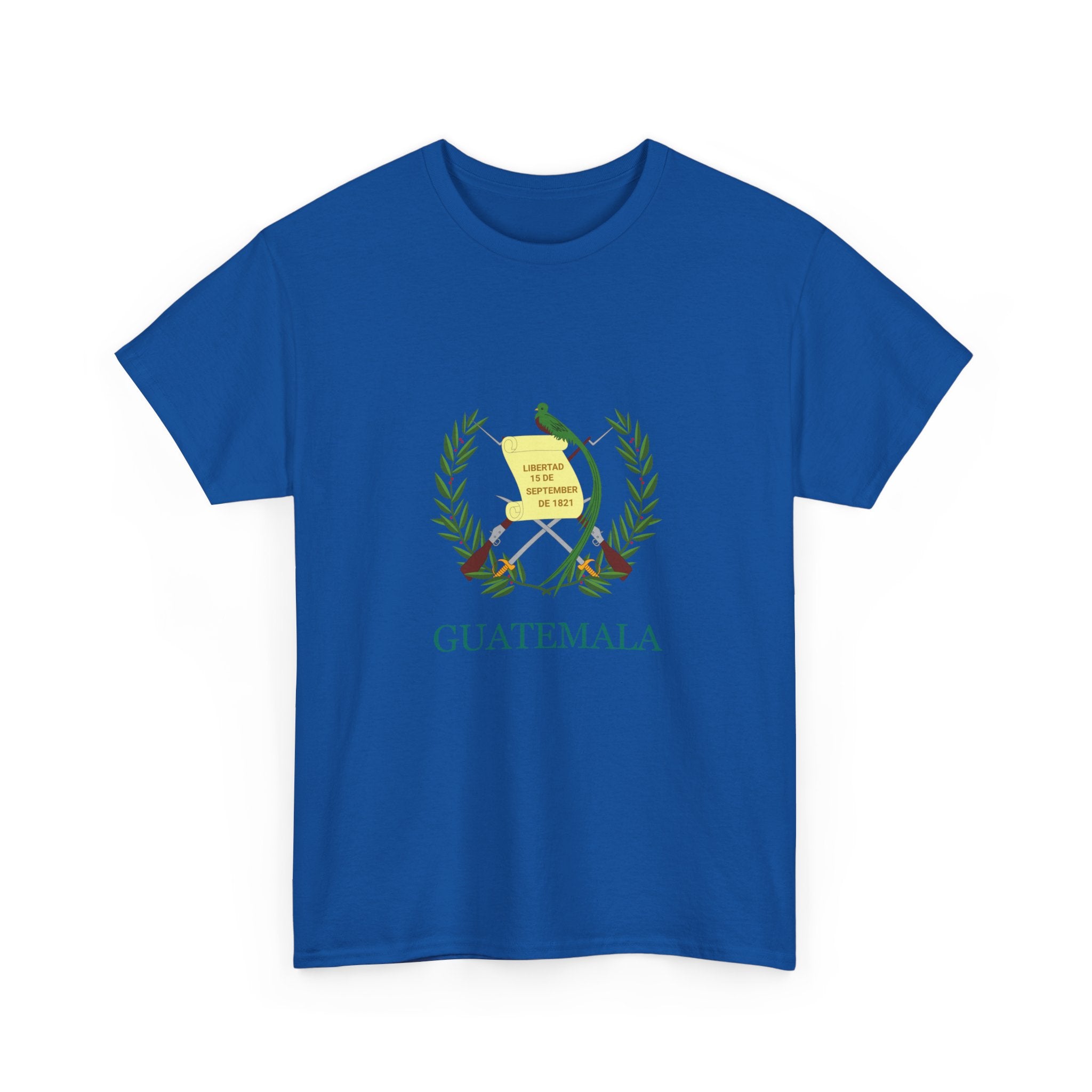 ALGODÓN GRUESO Camiseta de Hombres Escudo Nacional de Guatemala