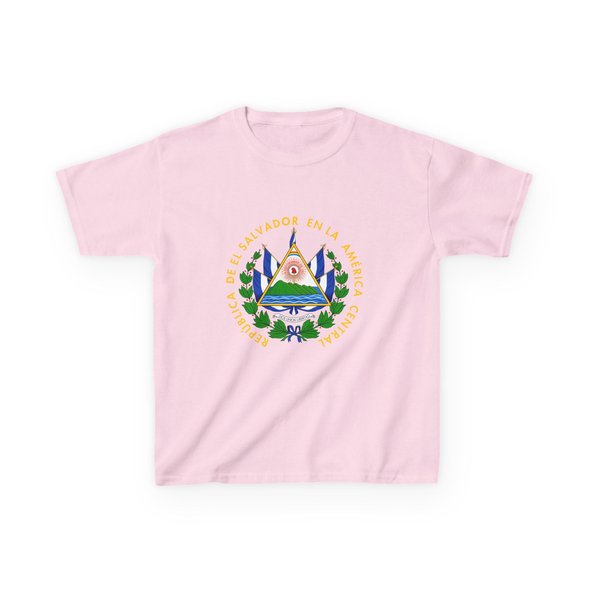 ALGODÓN GRUESO Camiseta de Niñas El Salvador Escudo Nacional de El Salvador