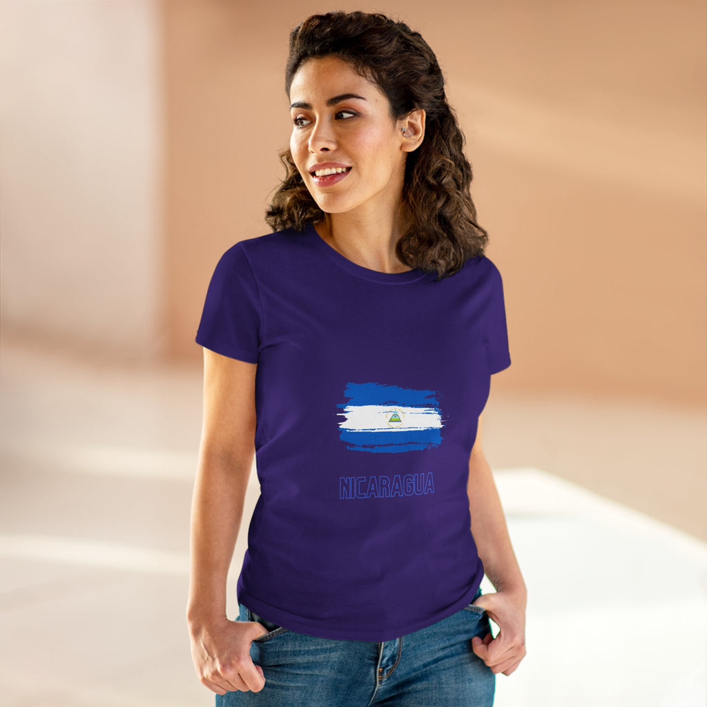 ALGODÓN DE MEDIO GROSOR Camiseta de Mujeres Nicaragua Bandera de Nicaragua