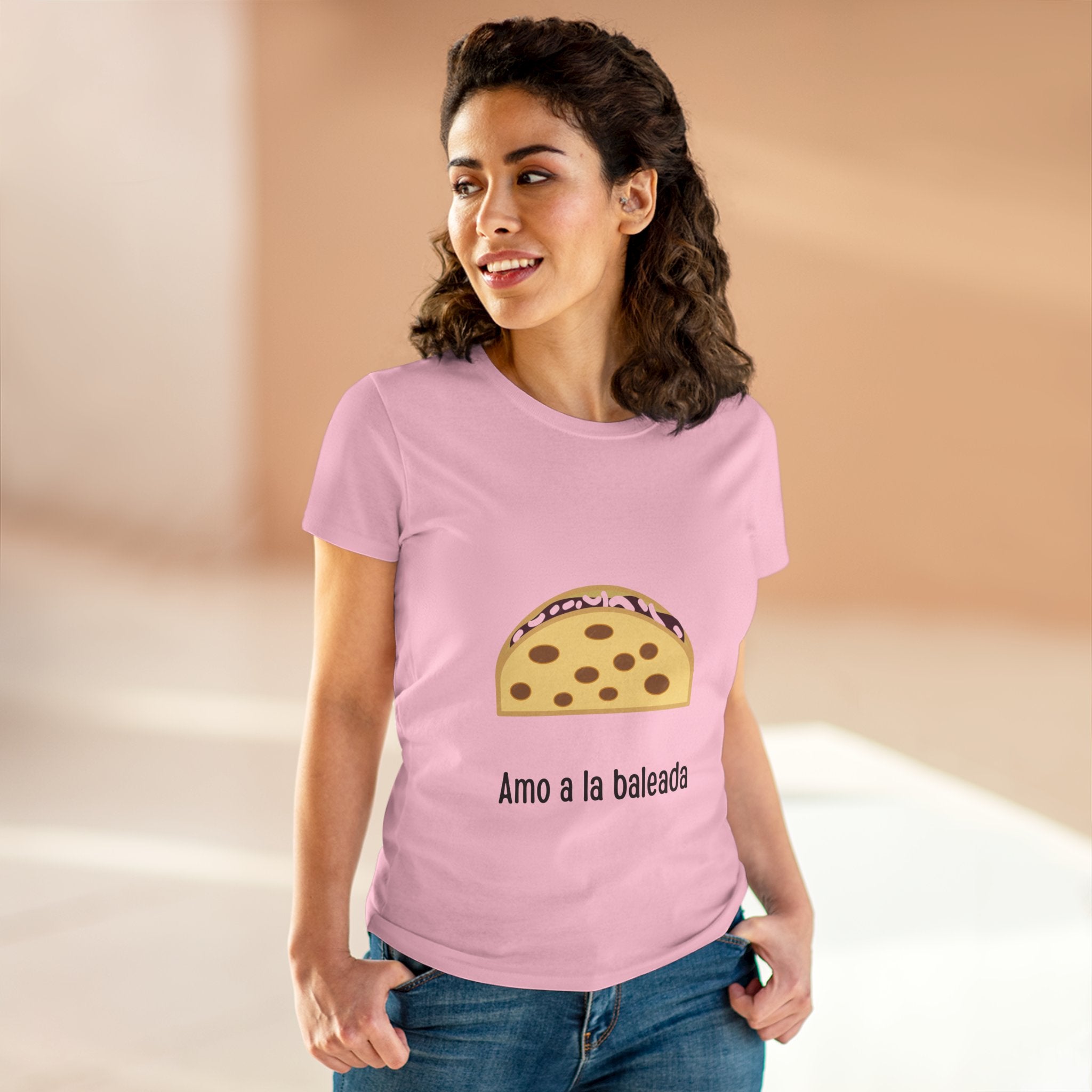 ALGODÓN DE MEDIO GROSOR Camiseta de Mujeres Amo a la baleada