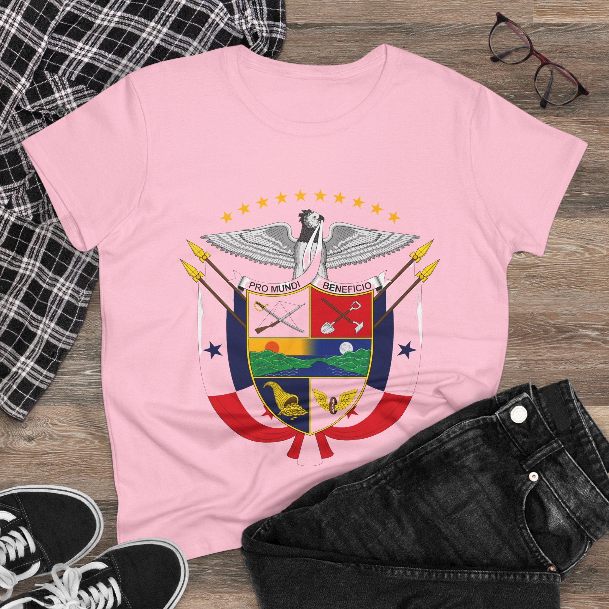 ALGODÓN DE MEDIO GROSOR Camiseta de Mujeres Panamá Escudo Nacional de Panamá