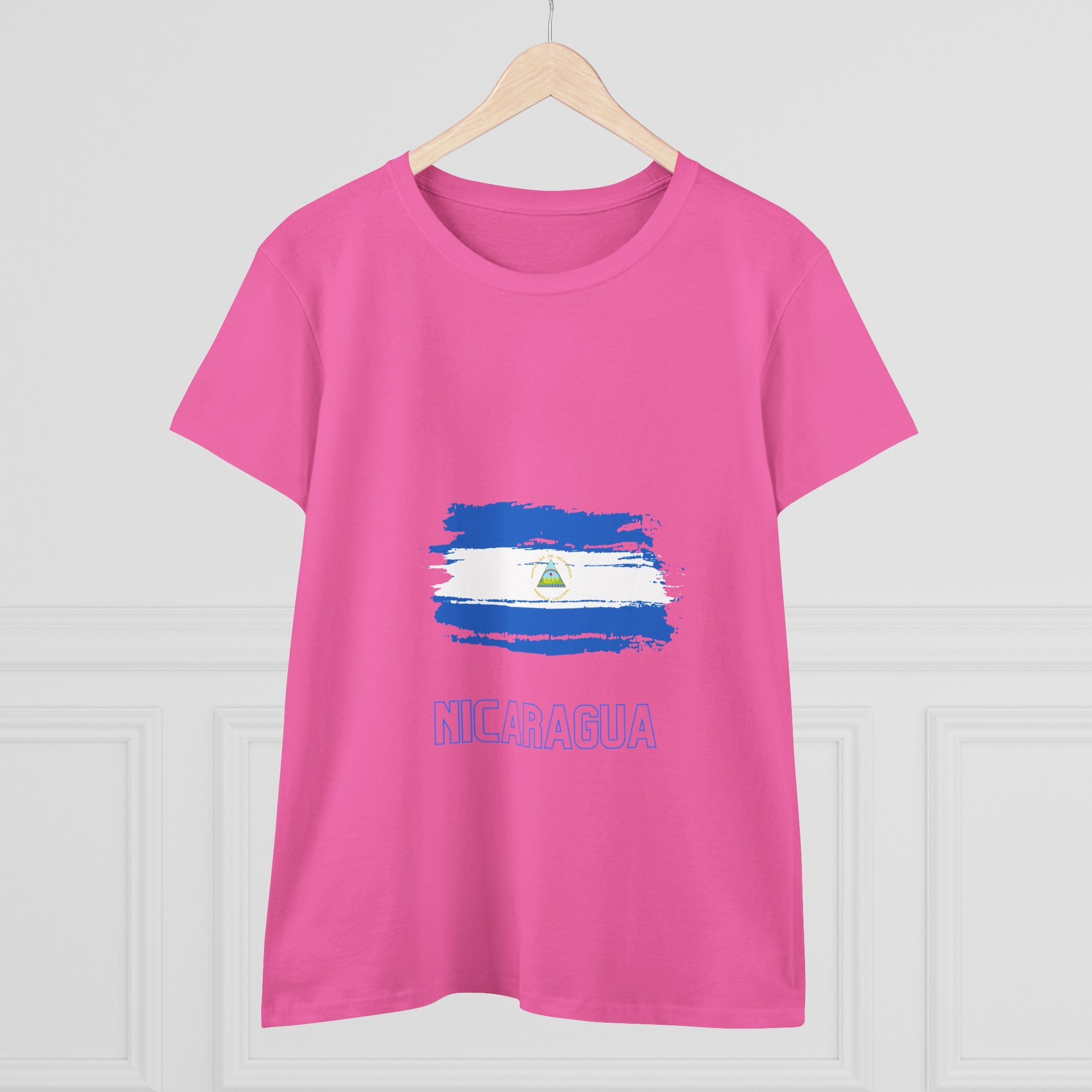 ALGODÓN DE MEDIO GROSOR Camiseta de Mujeres Nicaragua Bandera de Nicaragua