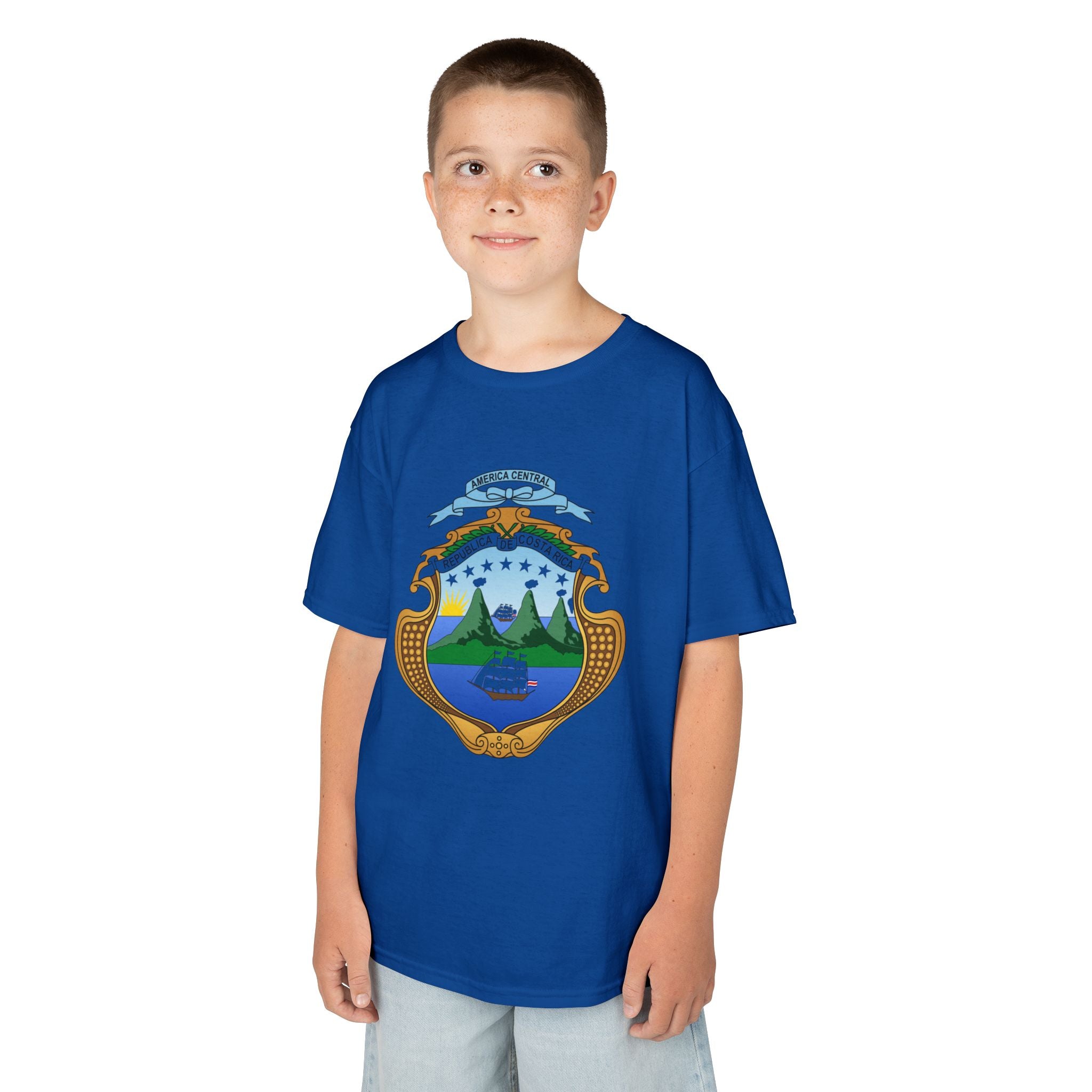 ALGODÓN GRUESO Camiseta de Niños Costa Rica Escudo Nacional de Costa Rica