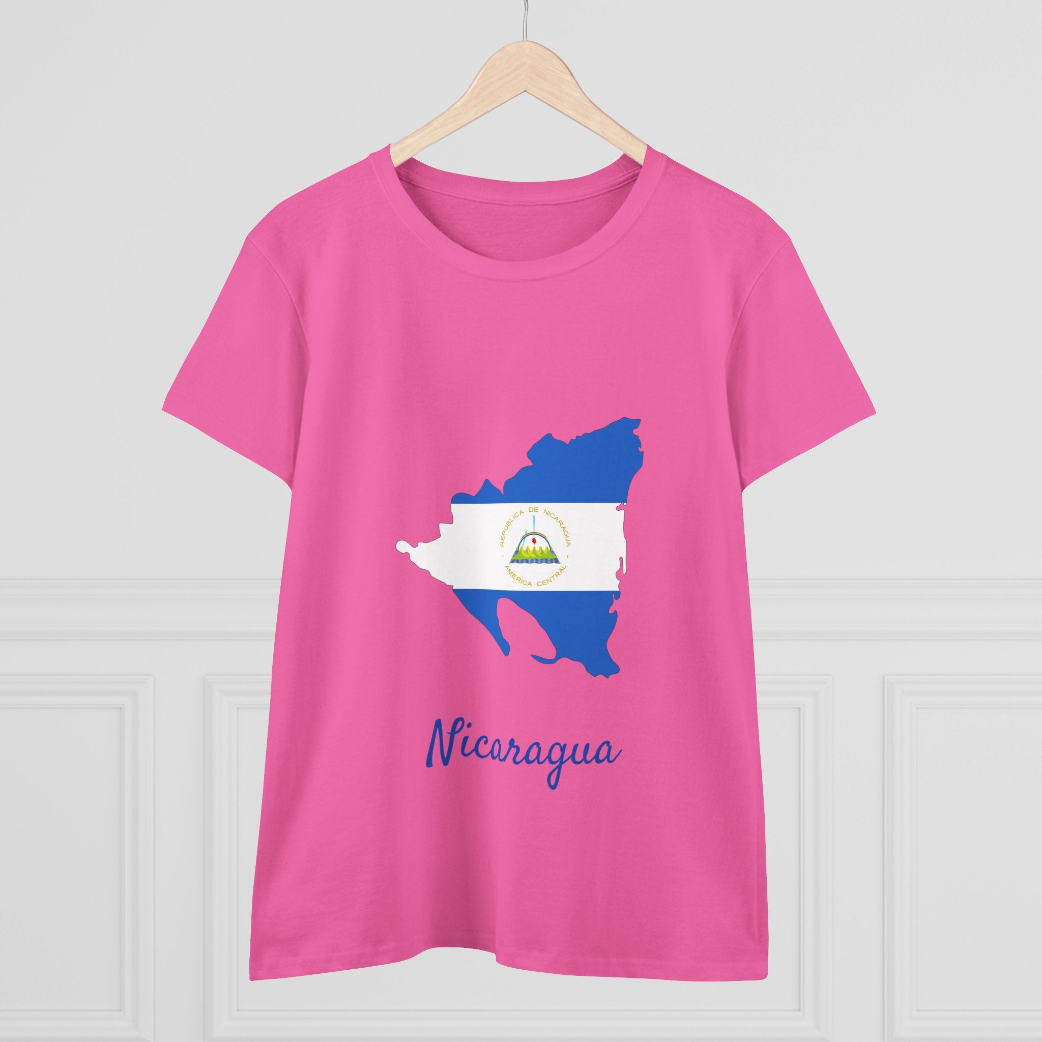ALGÓDON DE MEDIO GROSOR Camiseta de Mujeres Nicaragua Diseño Nicaragua