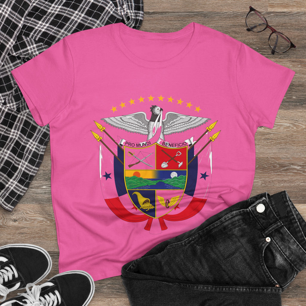ALGODÓN DE MEDIO GROSOR Camiseta de Mujeres Panamá Escudo Nacional de Panamá