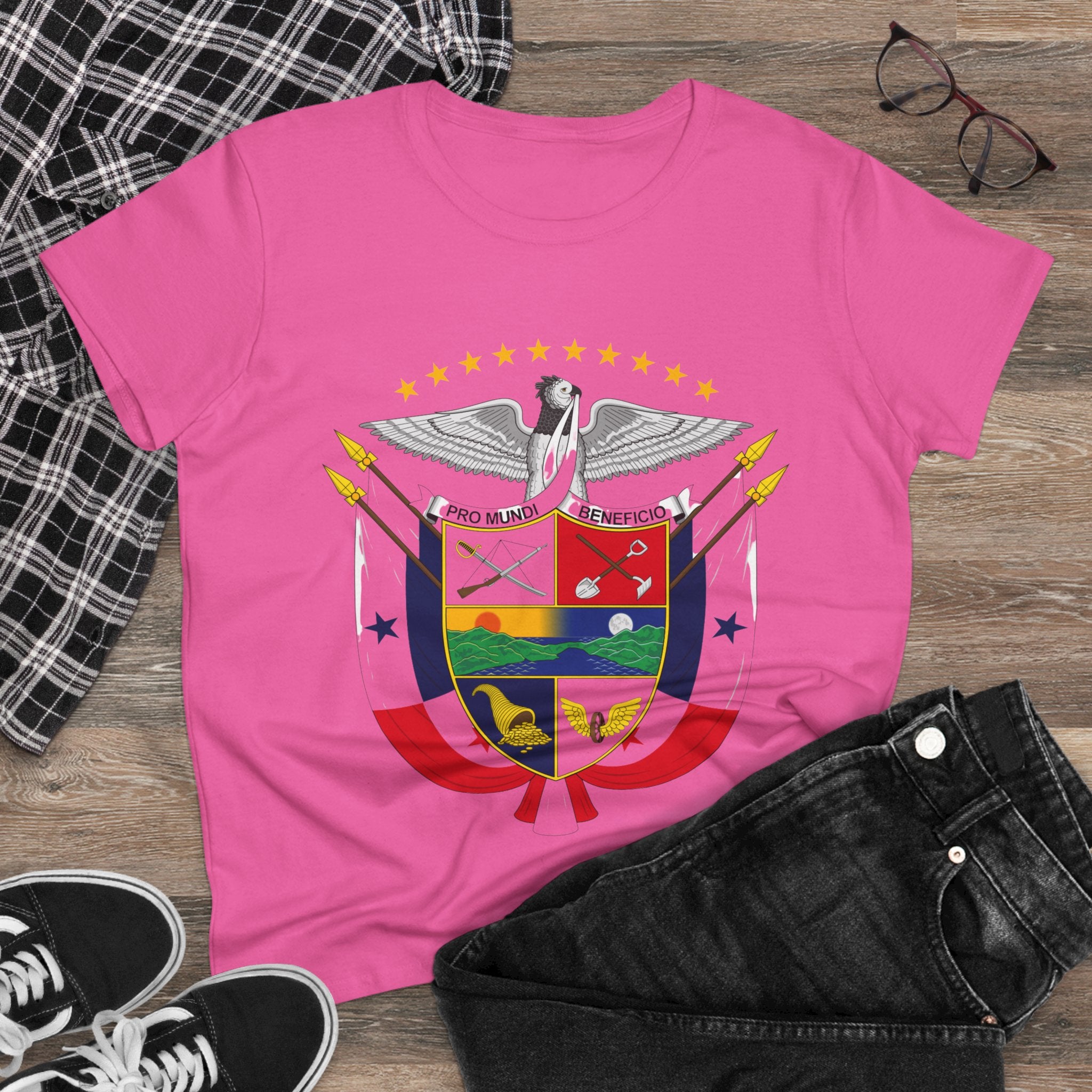ALGODÓN DE MEDIO GROSOR Camiseta de Mujeres Panamá Escudo Nacional de Panamá