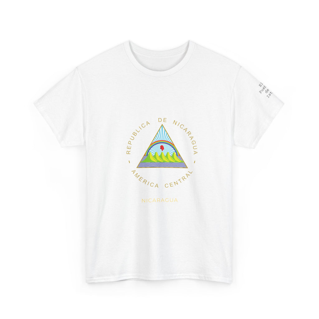 ALGODÓN GRUESO Camiseta de Hombres Nicaragua Escudo Nacional de Nicaragua