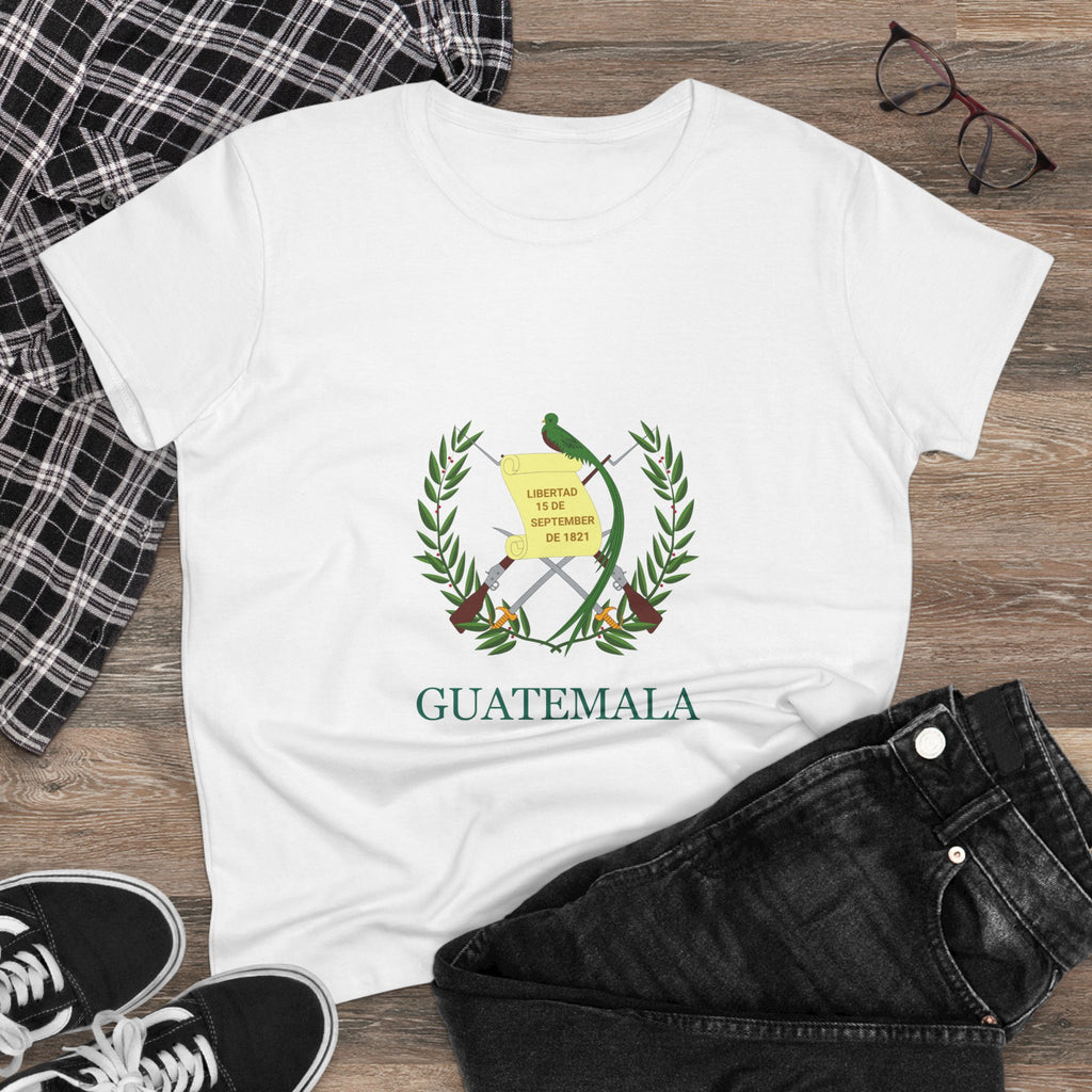 ALGODÓN DE GROSOR MEDIO Camiseta de Mujeres Escudo Nacional de Guatemala