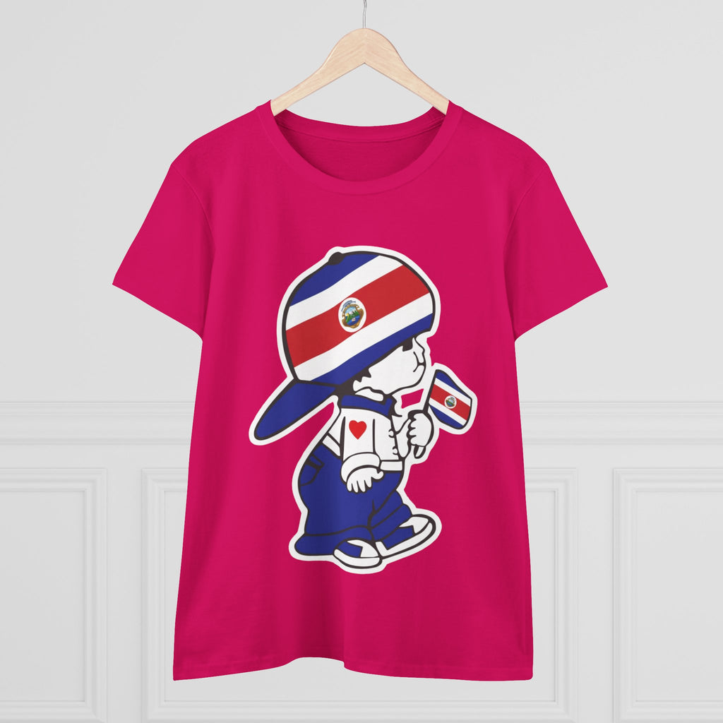 ALGODÓN DE MEDIO GROSOR Camiseta de Mujeres Costa Rica El Niño Tico Oroginal