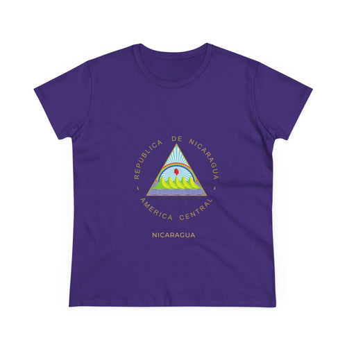 ALGODÓN DE MEDIO GROSOR Camiseta de Mujeres Nicaragua Escudo Nacional de Nicaragua