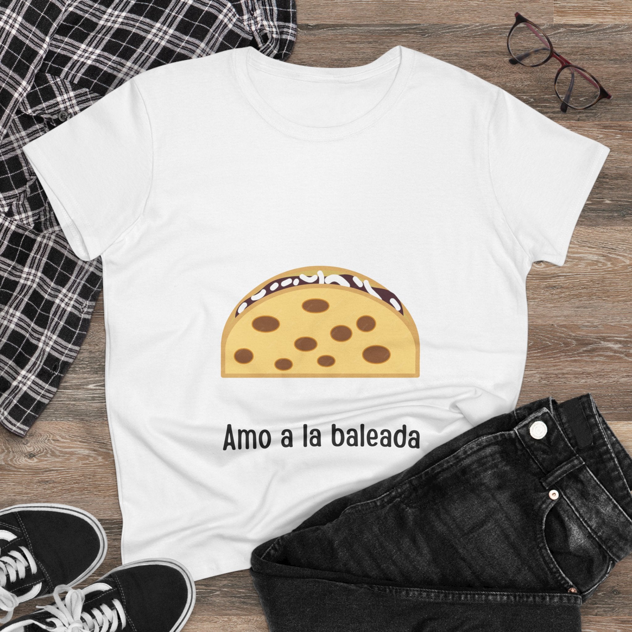 ALGODÓN DE MEDIO GROSOR Camiseta de Mujeres Amo a la baleada