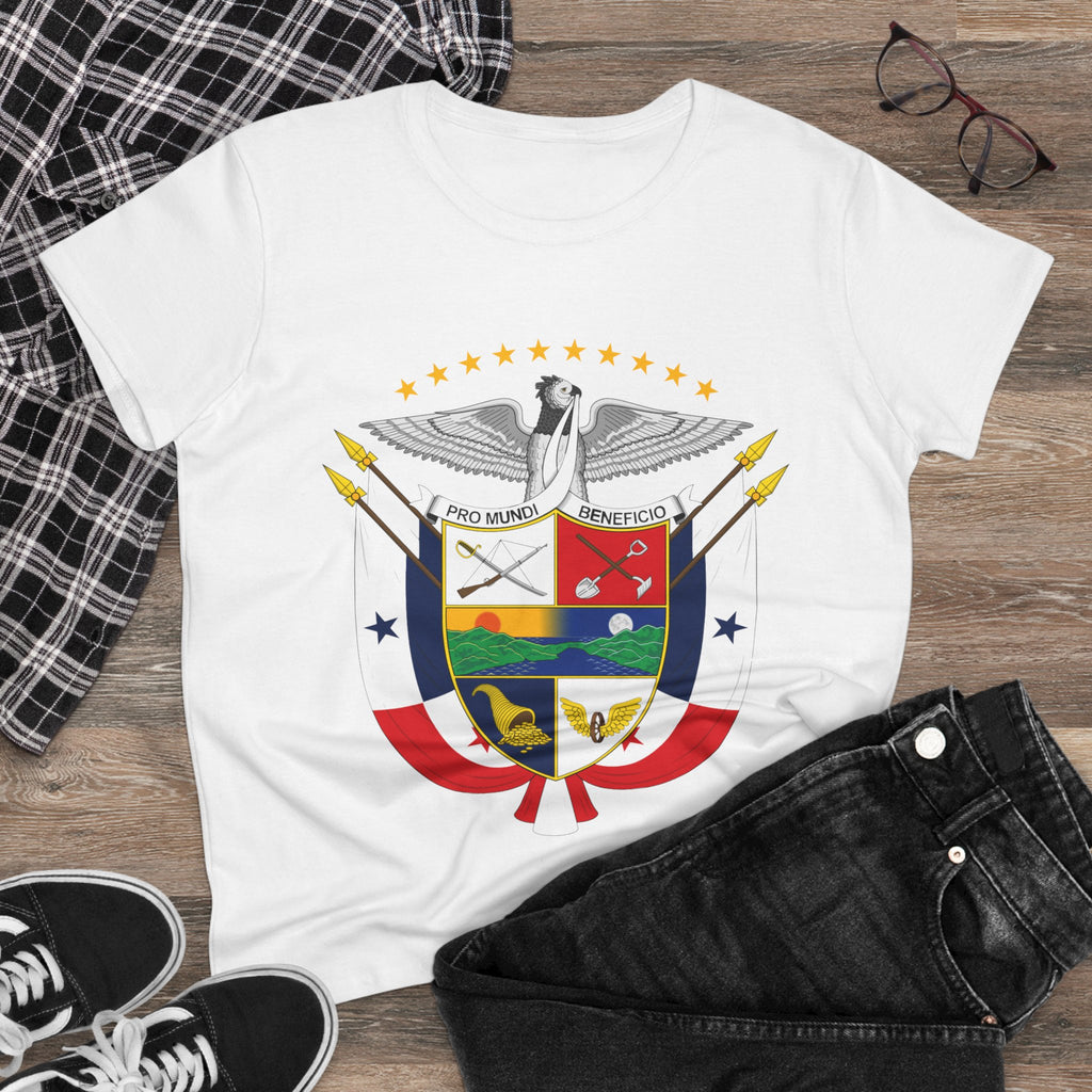 ALGODÓN DE MEDIO GROSOR Camiseta de Mujeres Panamá Escudo Nacional de Panamá
