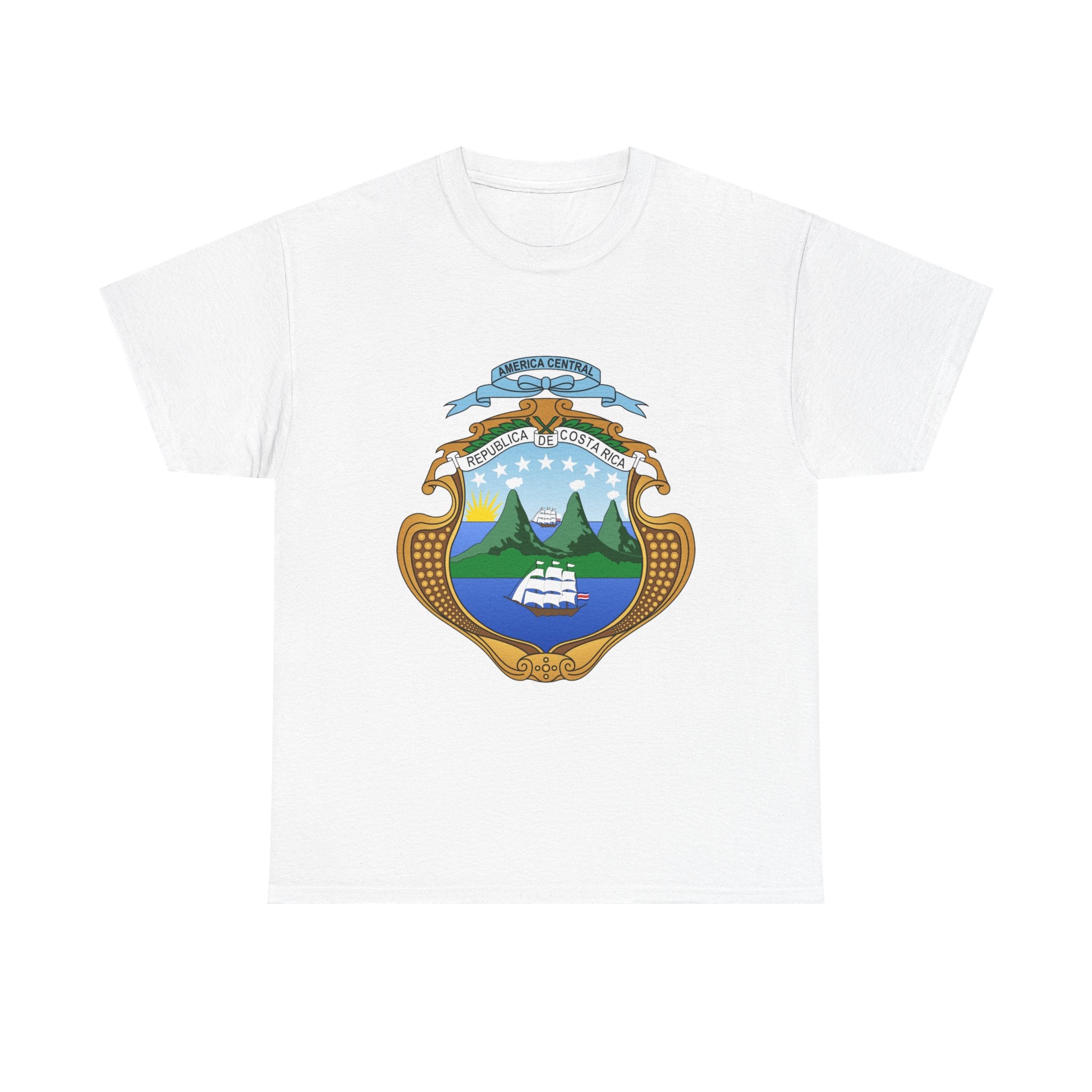 ALGODÓN GRUESO Camiseta de Hombres Costa Rica Escudo Nacional de Costa Rica