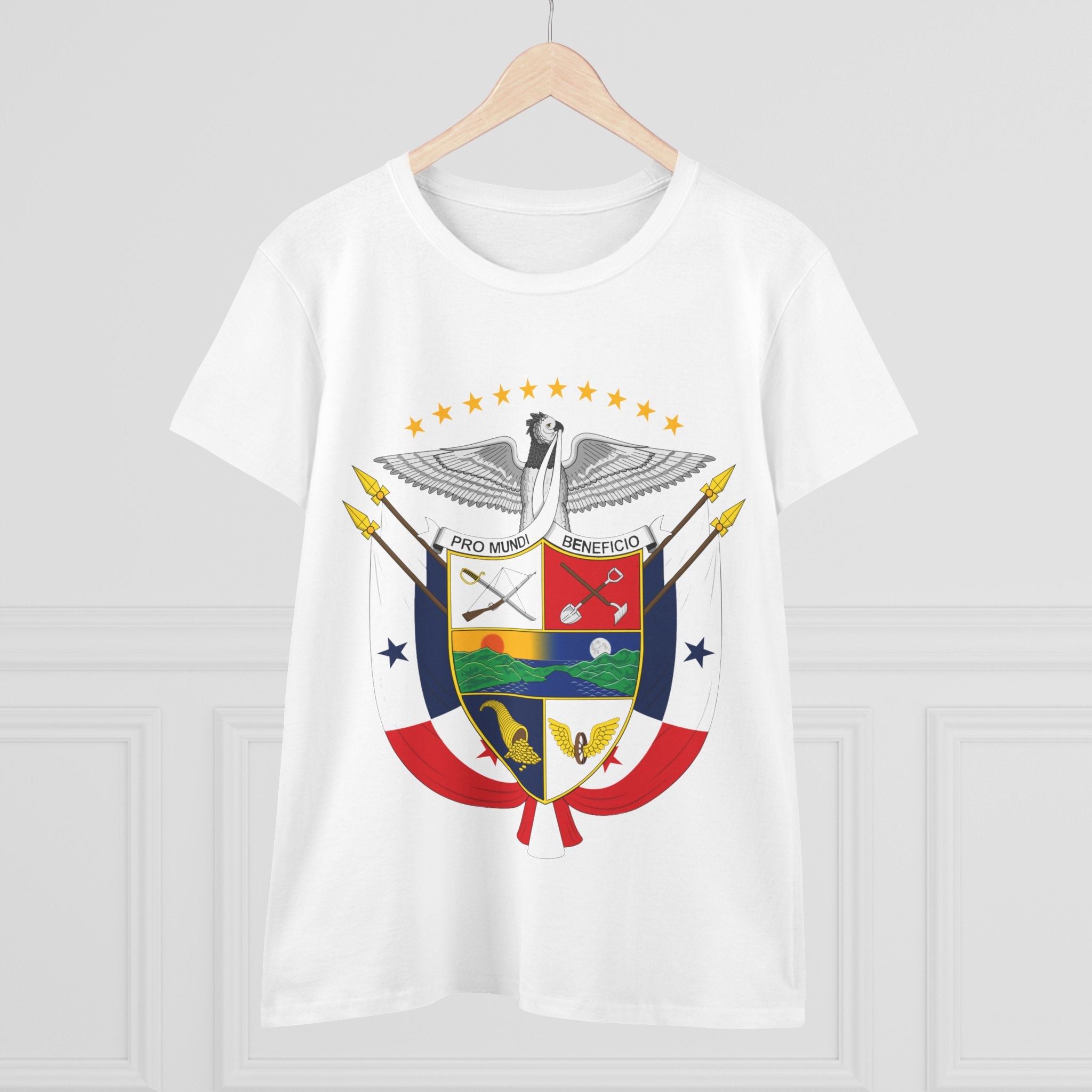 ALGODÓN DE MEDIO GROSOR Camiseta de Mujeres Panamá Escudo Nacional de Panamá
