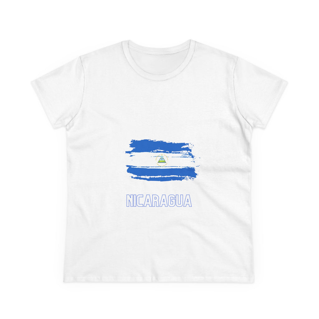 ALGODÓN DE MEDIO GROSOR Camiseta de Mujeres Nicaragua Bandera de Nicaragua