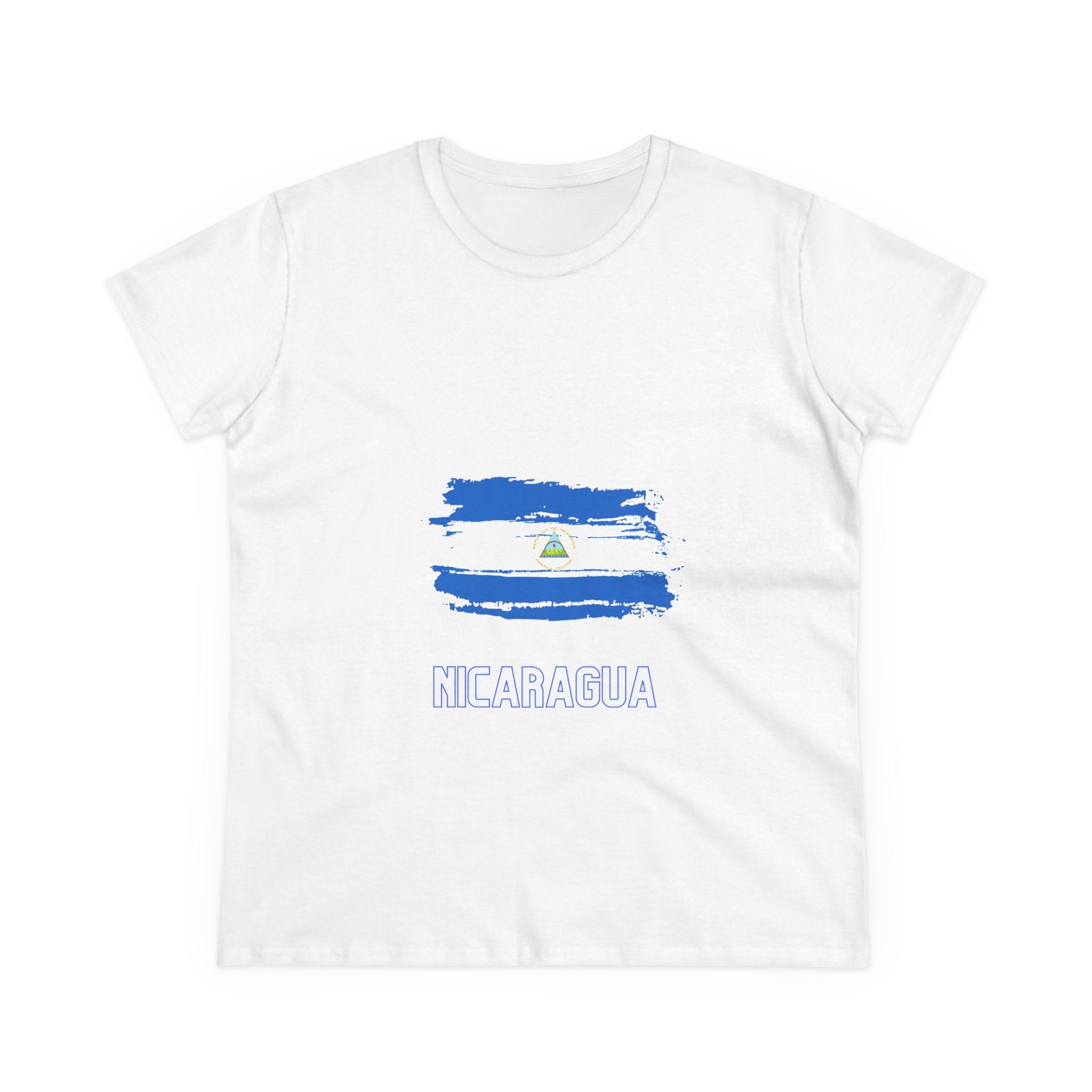 ALGODÓN DE MEDIO GROSOR Camiseta de Mujeres Nicaragua Bandera de Nicaragua