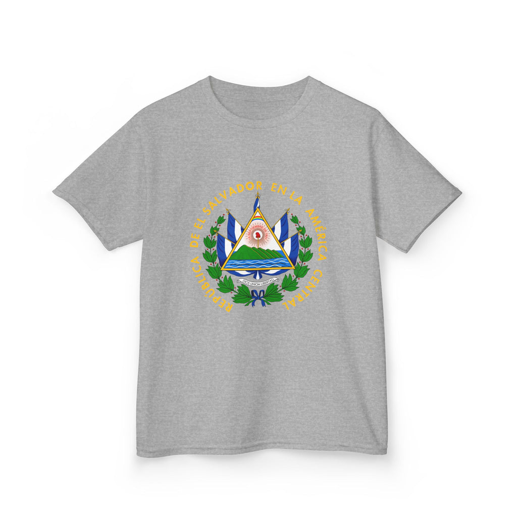 ALGODÓN GRUESO Camiseta de Niñas El Salvador Escudo Nacional de El Salvador