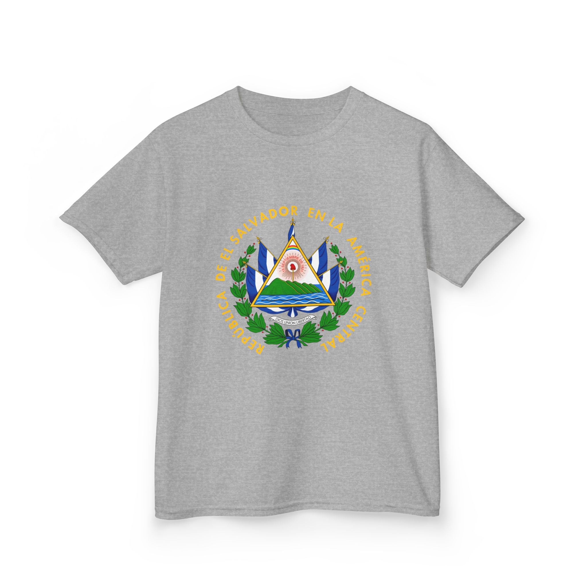 ALGODÓN GRUESO Camiseta de Niñas El Salvador Escudo Nacional de El Salvador