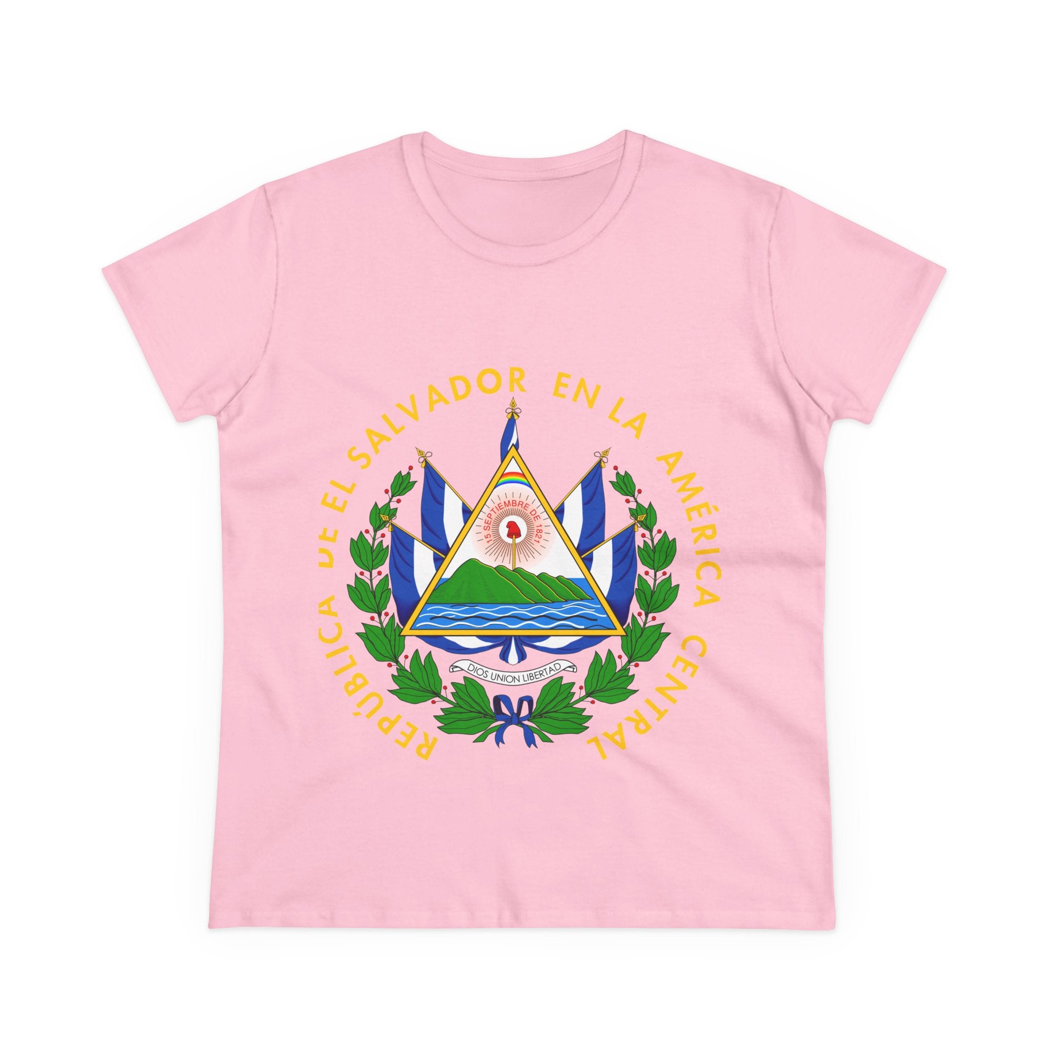 ALGODÓN DE MEDIO GROSOR Camiseta de Mujeres Escudo Nacional de El Salvador