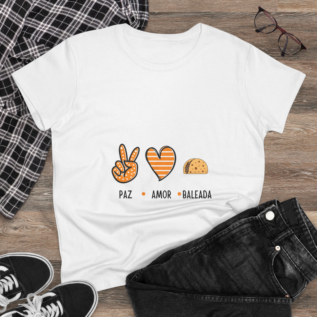 ALGODÓN DE MEDIO GROSOR Camiseta de Mujeres Honduras Paz Amor Baleada