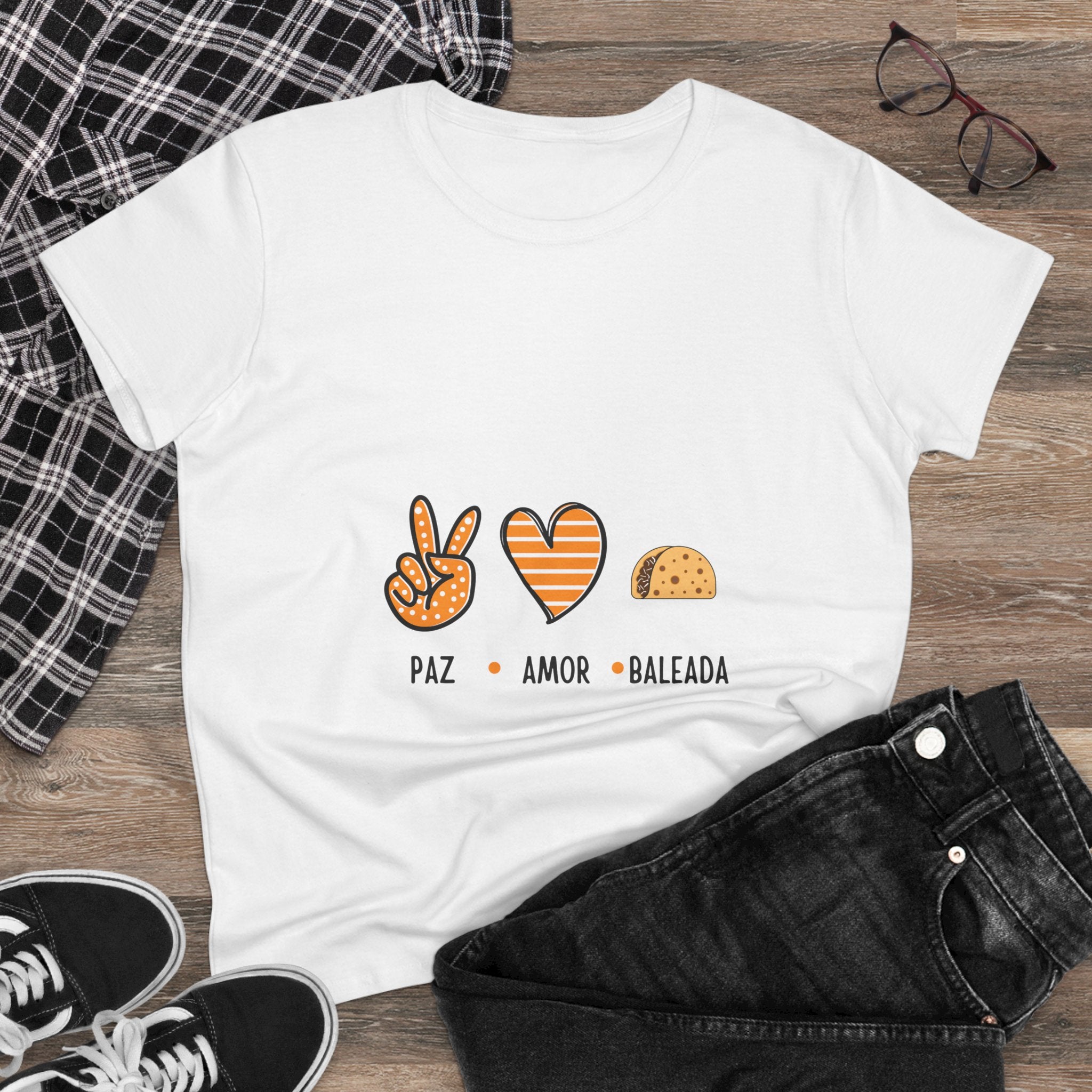 ALGODÓN DE MEDIO GROSOR Camiseta de Mujeres Honduras Paz Amor Baleada