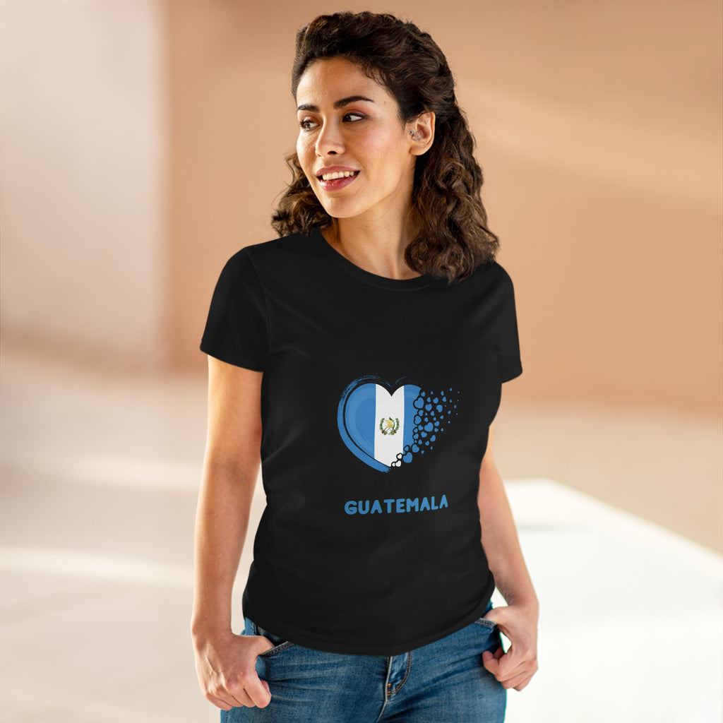 ALGODÓN DE MEDIO GROSOR Camiseta de Mujeres Diseño Corazón Guatemala
