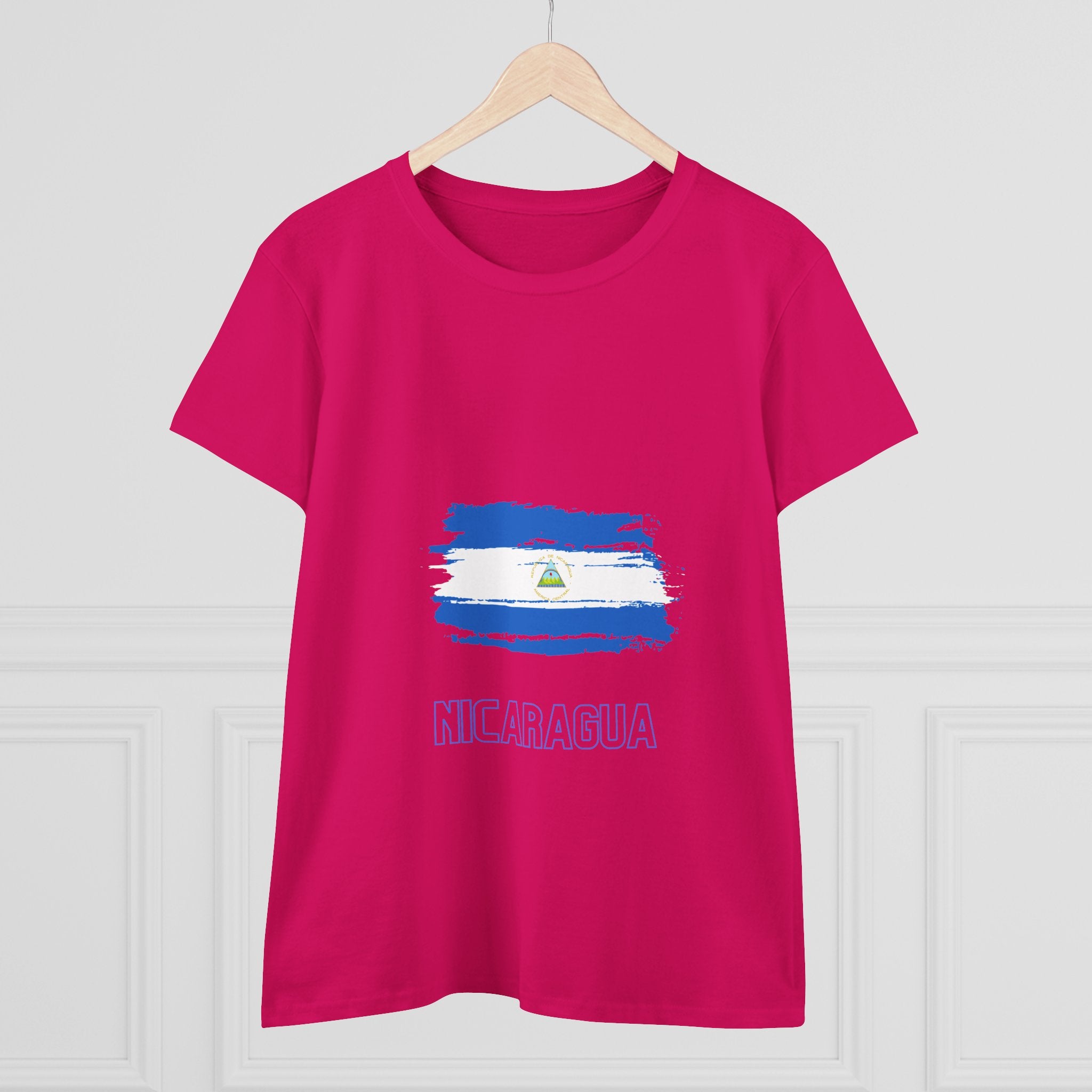 ALGODÓN DE MEDIO GROSOR Camiseta de Mujeres Nicaragua Bandera de Nicaragua