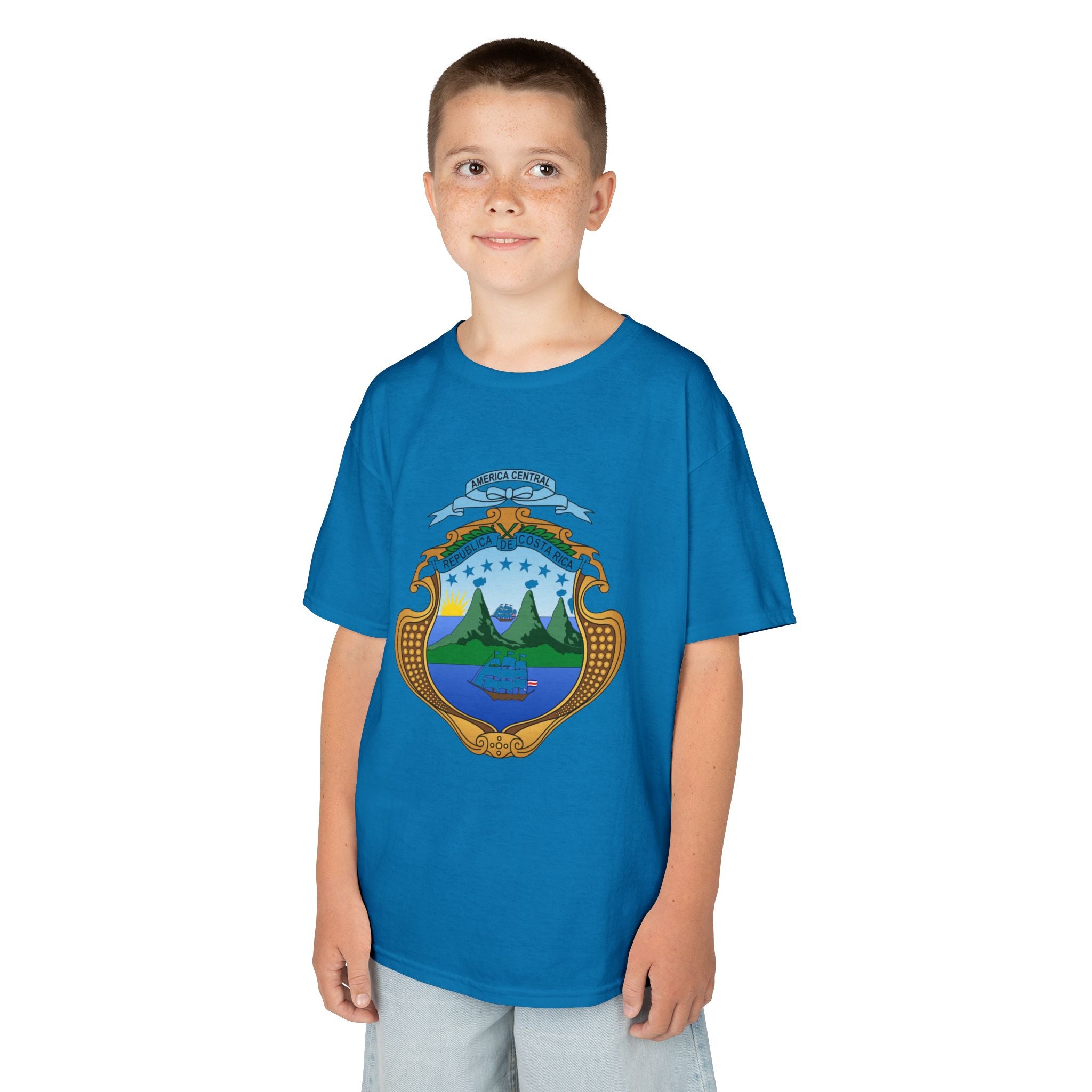 ALGODÓN GRUESO Camiseta de Niños Costa Rica Escudo Nacional de Costa Rica
