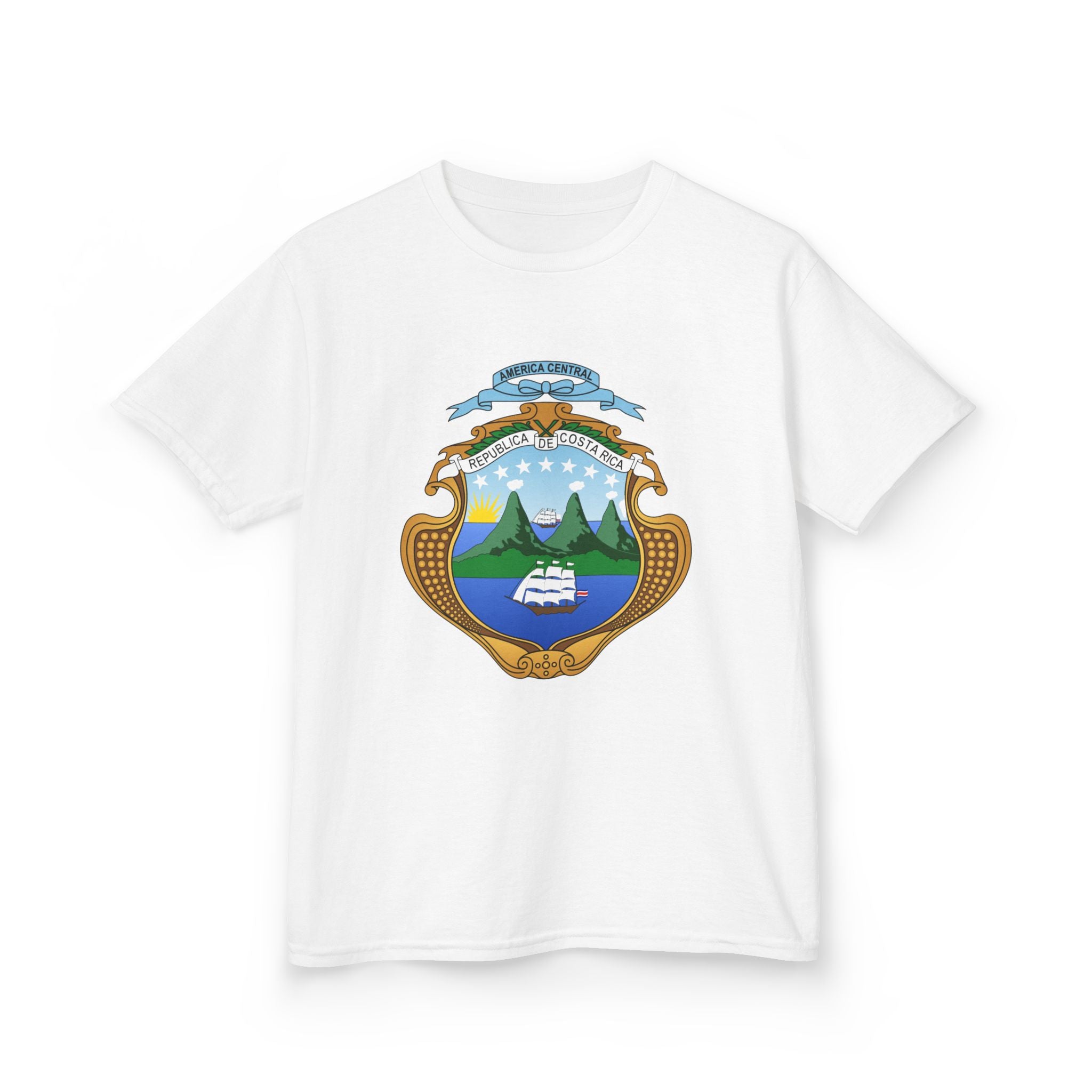 ALGODÓN GRUESO Camiseta de Niños Costa Rica Escudo Nacional de Costa Rica