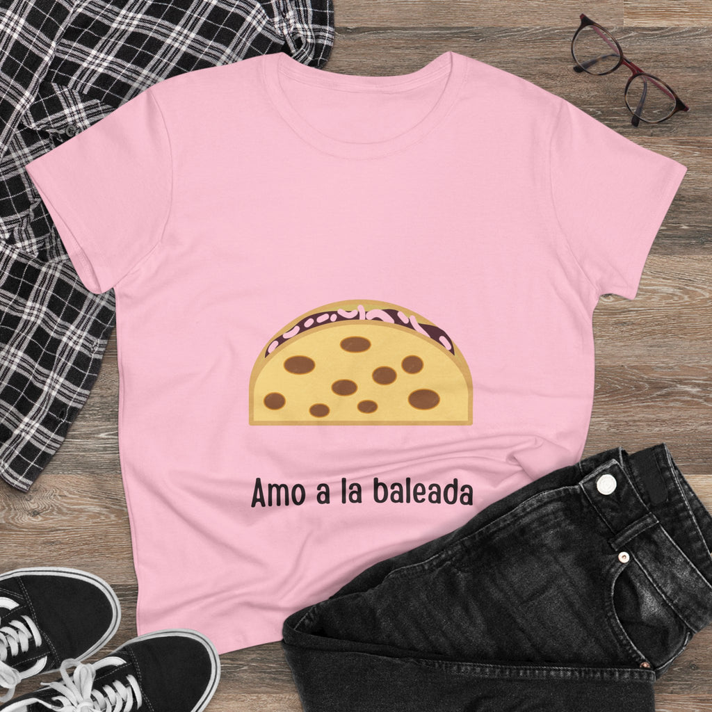 ALGODÓN DE MEDIO GROSOR Camiseta de Mujeres Amo a la baleada