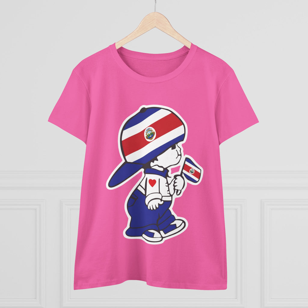 ALGODÓN DE MEDIO GROSOR Camiseta de Mujeres Costa Rica El Niño Tico Oroginal