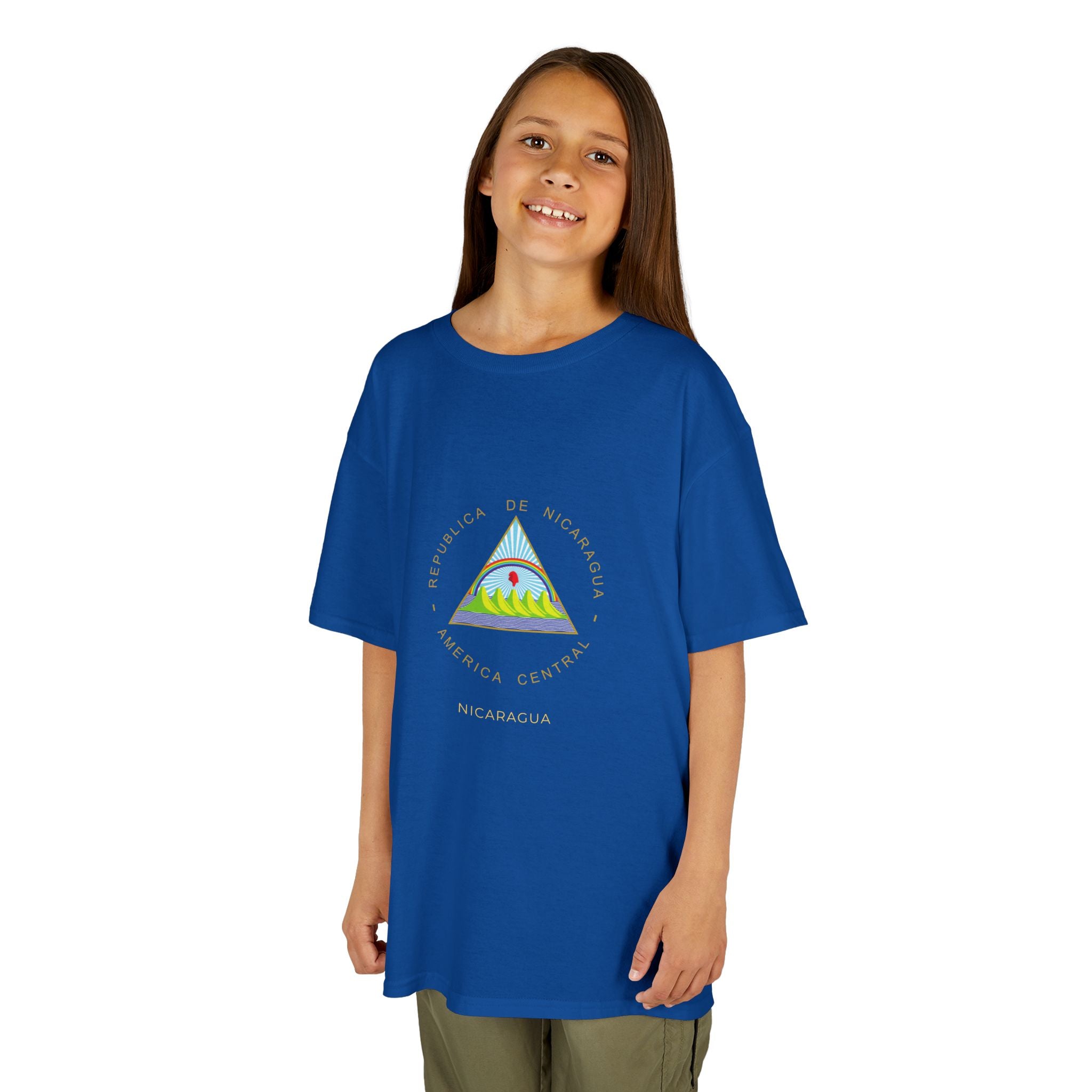 ALGODÓN GRUESO Camiseta de Niñas Nicaragua Escudo Nacional de Nicaragua