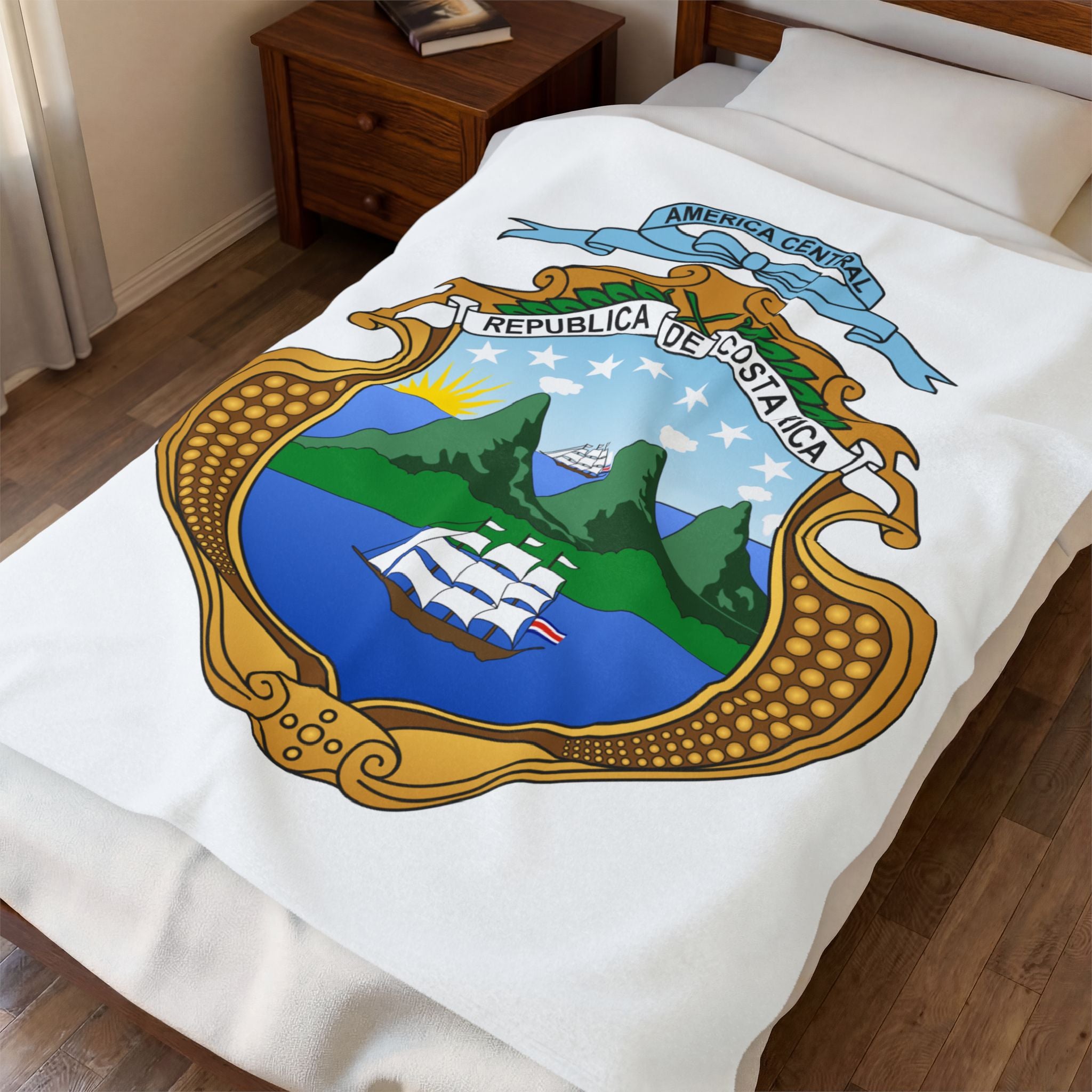 Colcha de terciopelo de algodón Costa Rica Escudo Nacional de Costa Rica