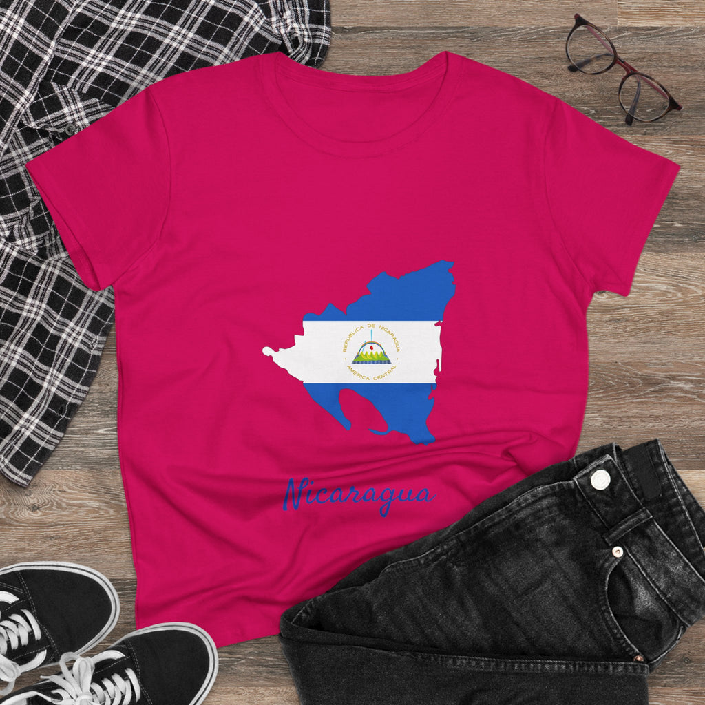 ALGÓDON DE MEDIO GROSOR Camiseta de Mujeres Nicaragua Diseño Nicaragua