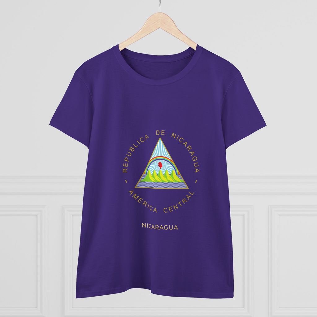 ALGODÓN DE MEDIO GROSOR Camiseta de Mujeres Nicaragua Escudo Nacional de Nicaragua