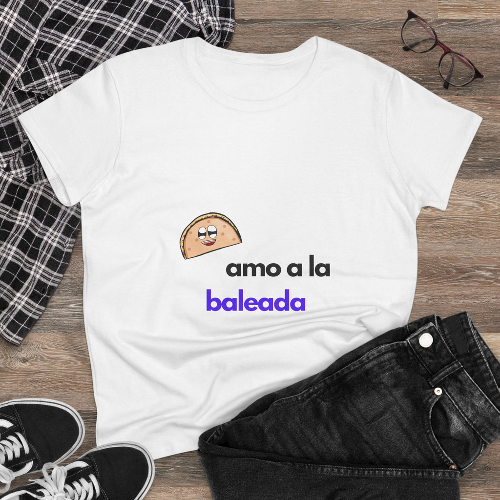 ALGODÓN DE MEDIO GROSOR Camiseta de Mujeres Honduras Diseño Amo a la baleada
