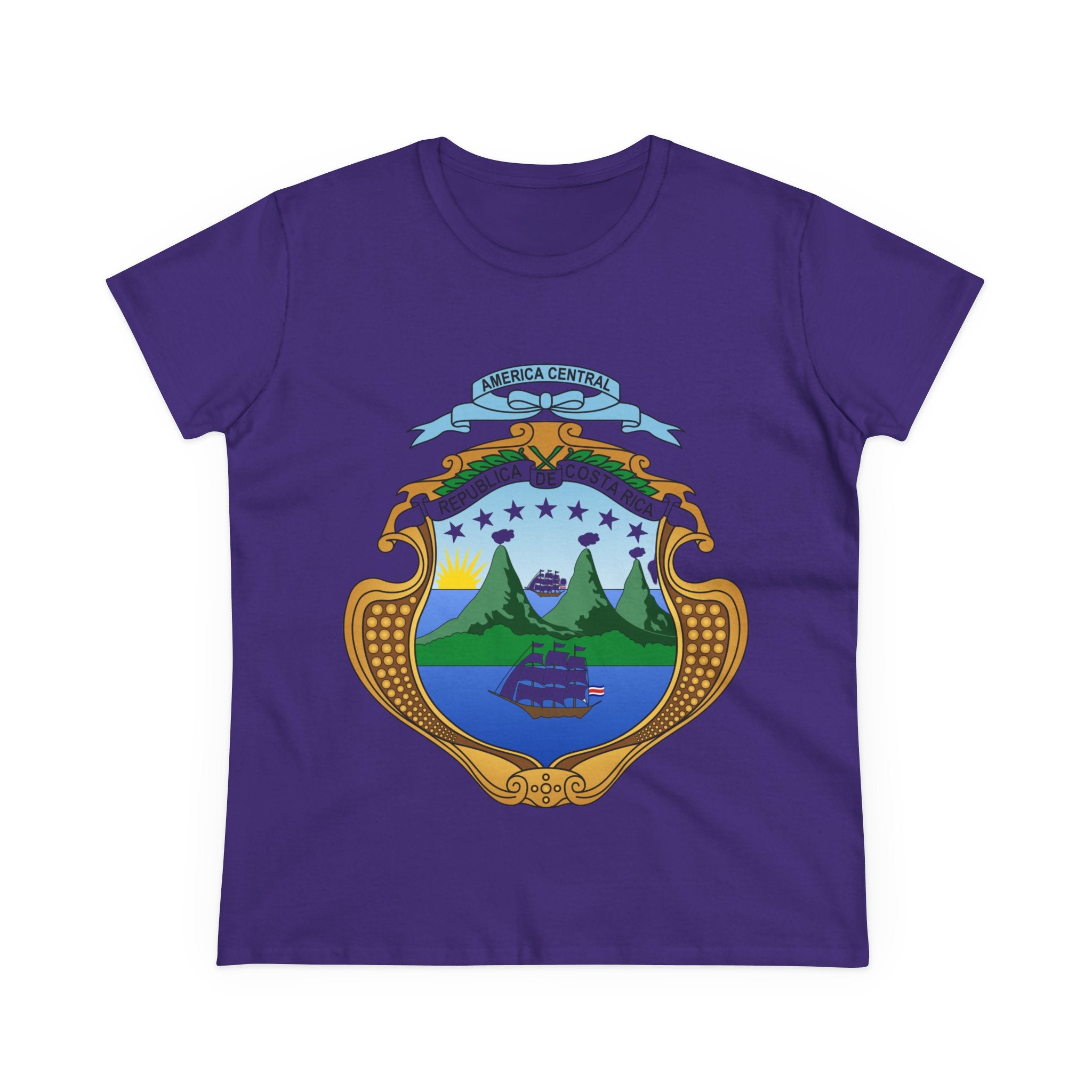 ALGODÓN DE MEDIO GROSOR Camiseta de Mujeres Costa Rica Escudo Nacional de Costa Rica