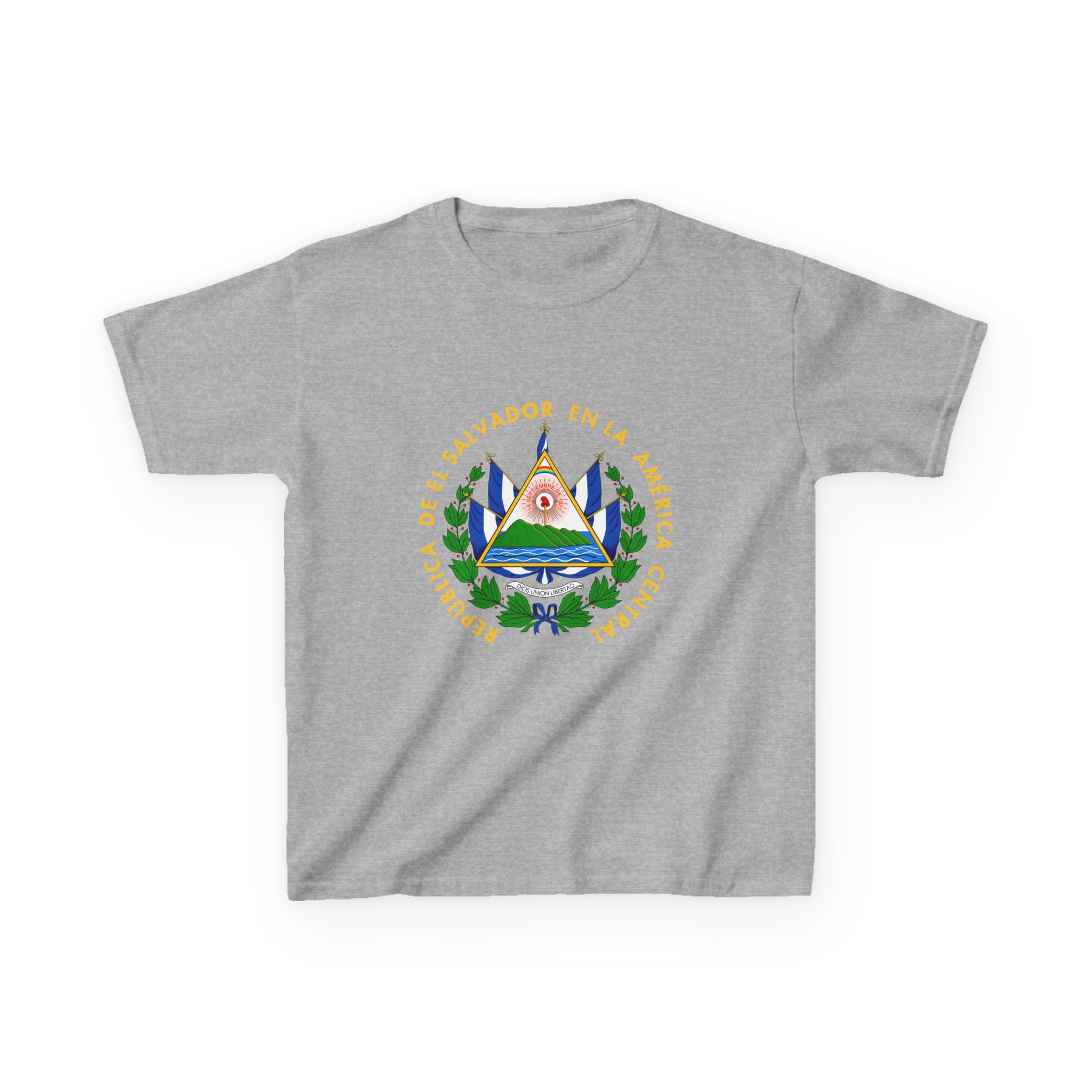 ALGODÓN GRUESO Camiseta de Niñas El Salvador Escudo Nacional de El Salvador