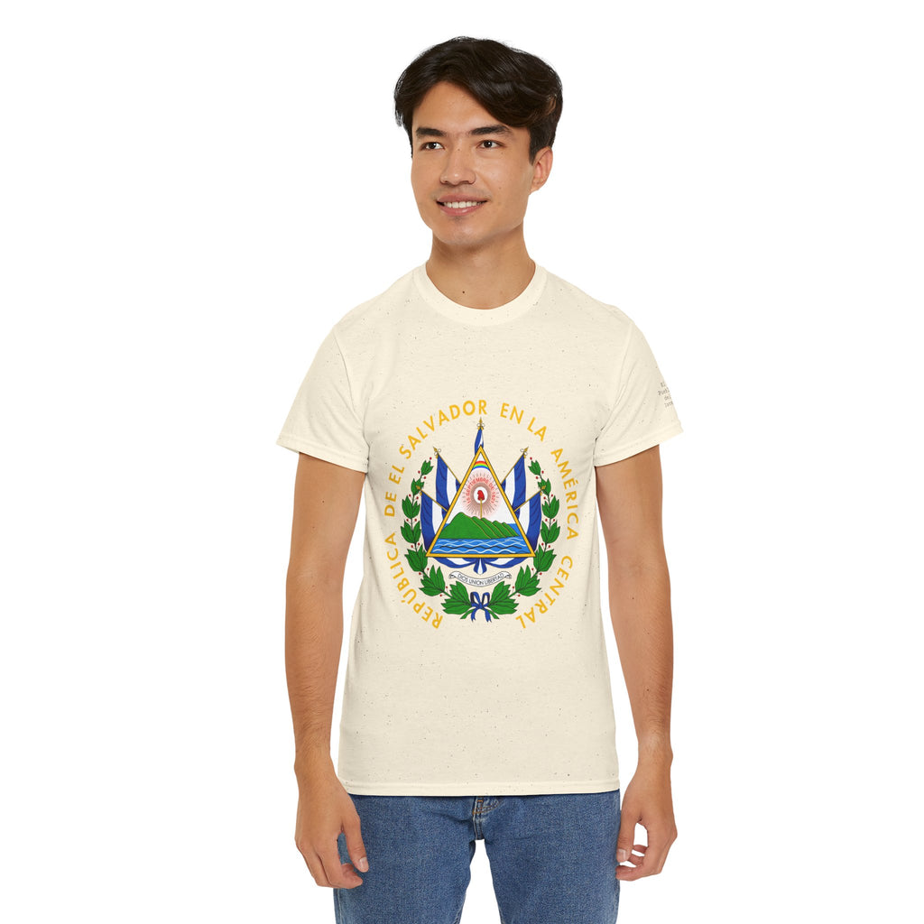 ALGODÓN GRUESO Camiseta de Hombres El Salvador Escudo Nacional de El Salvador