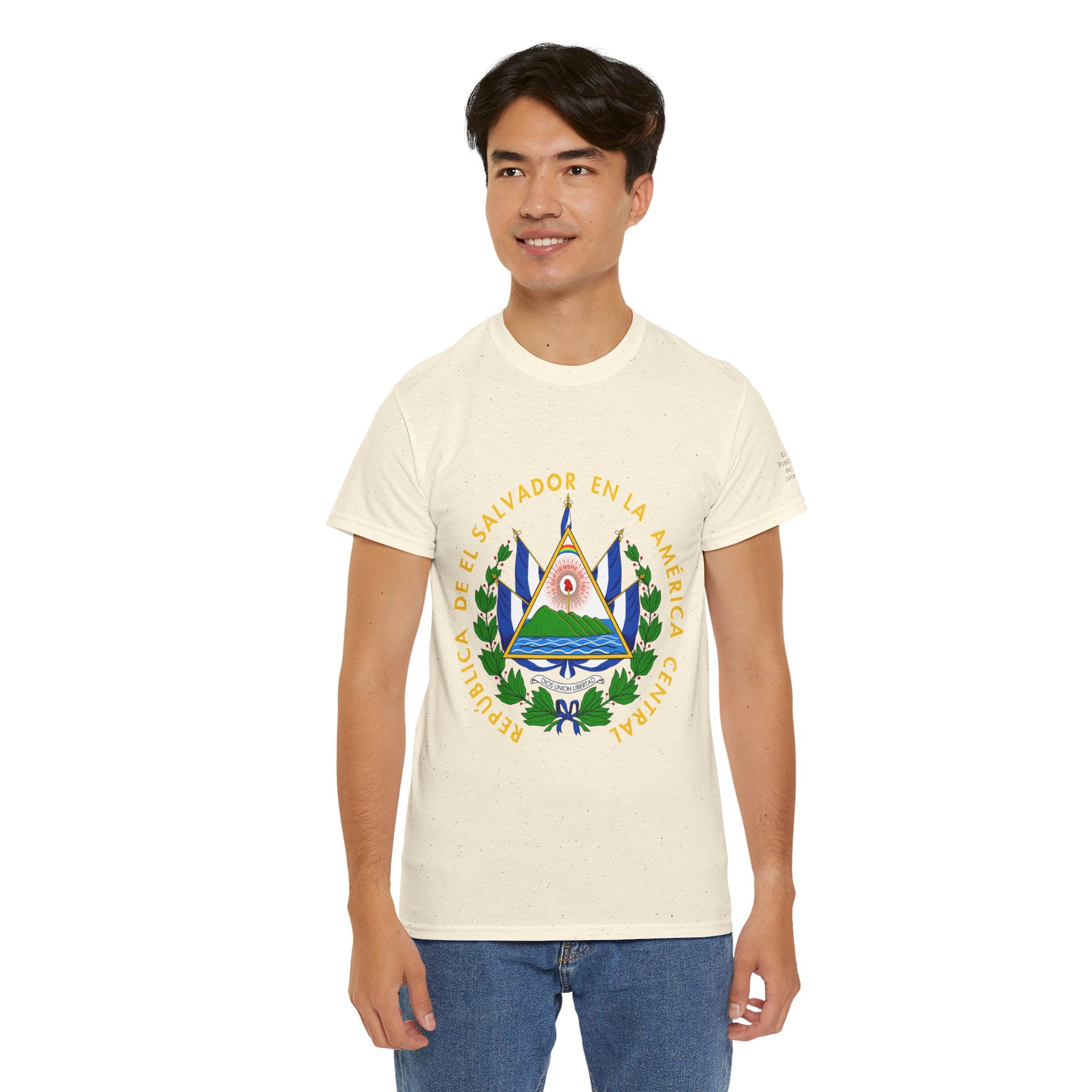 ALGODÓN GRUESO Camiseta de Hombres El Salvador Escudo Nacional de El Salvador