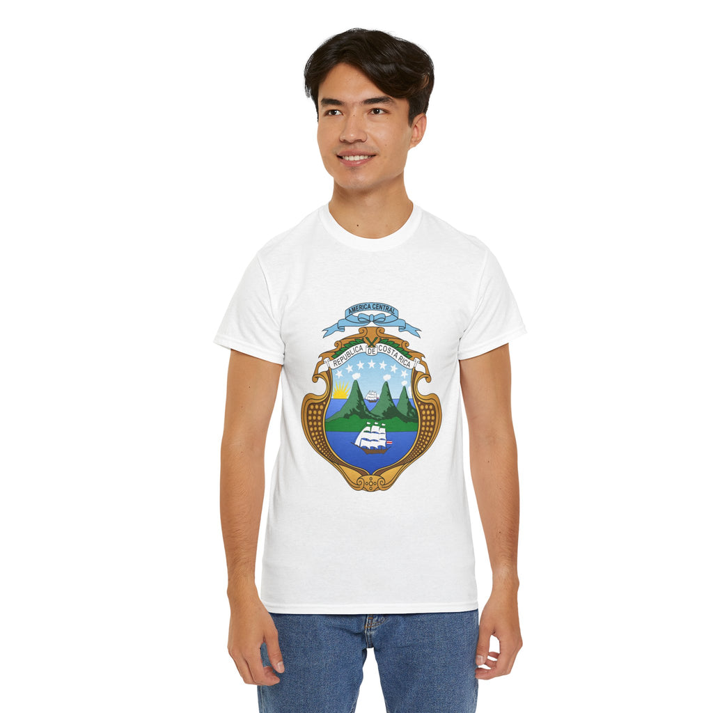 ALGODÓN GRUESO Camiseta de Hombres Costa Rica Escudo Nacional de Costa Rica