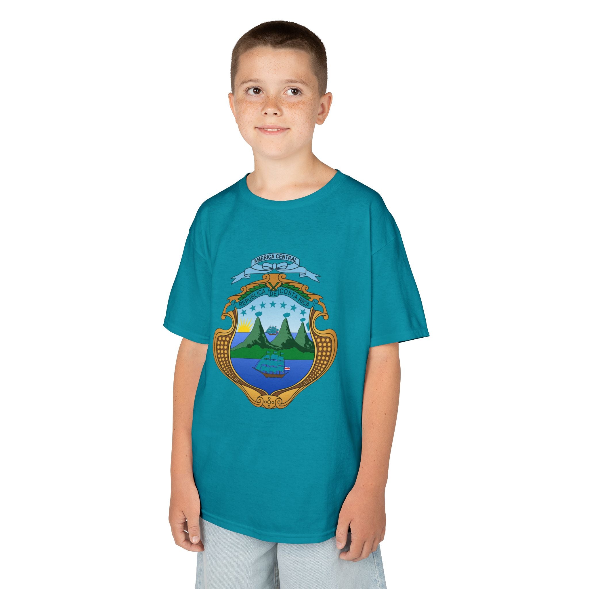 ALGODÓN GRUESO Camiseta de Niños Costa Rica Escudo Nacional de Costa Rica