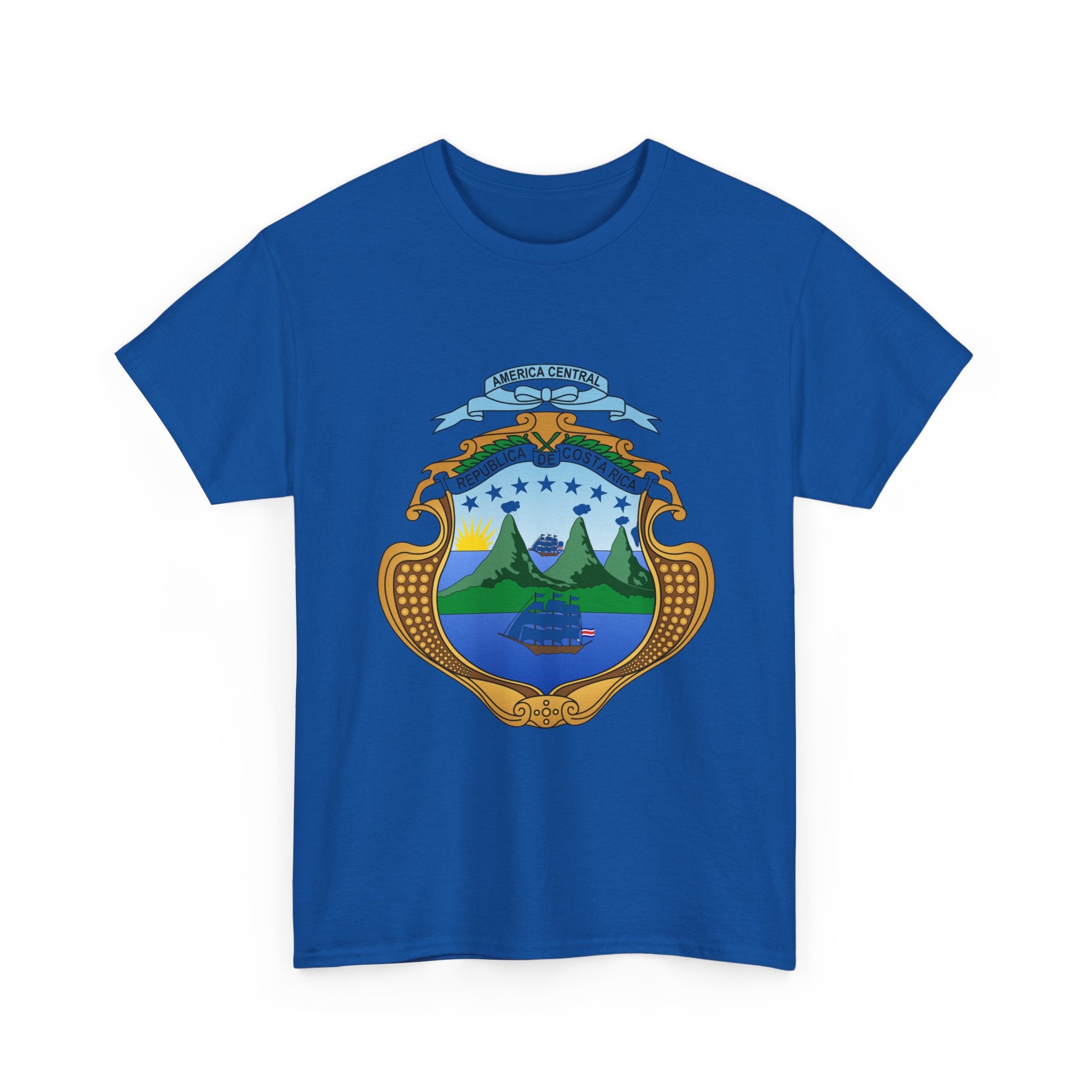 ALGODÓN GRUESO Camiseta de Hombres Costa Rica Escudo Nacional de Costa Rica