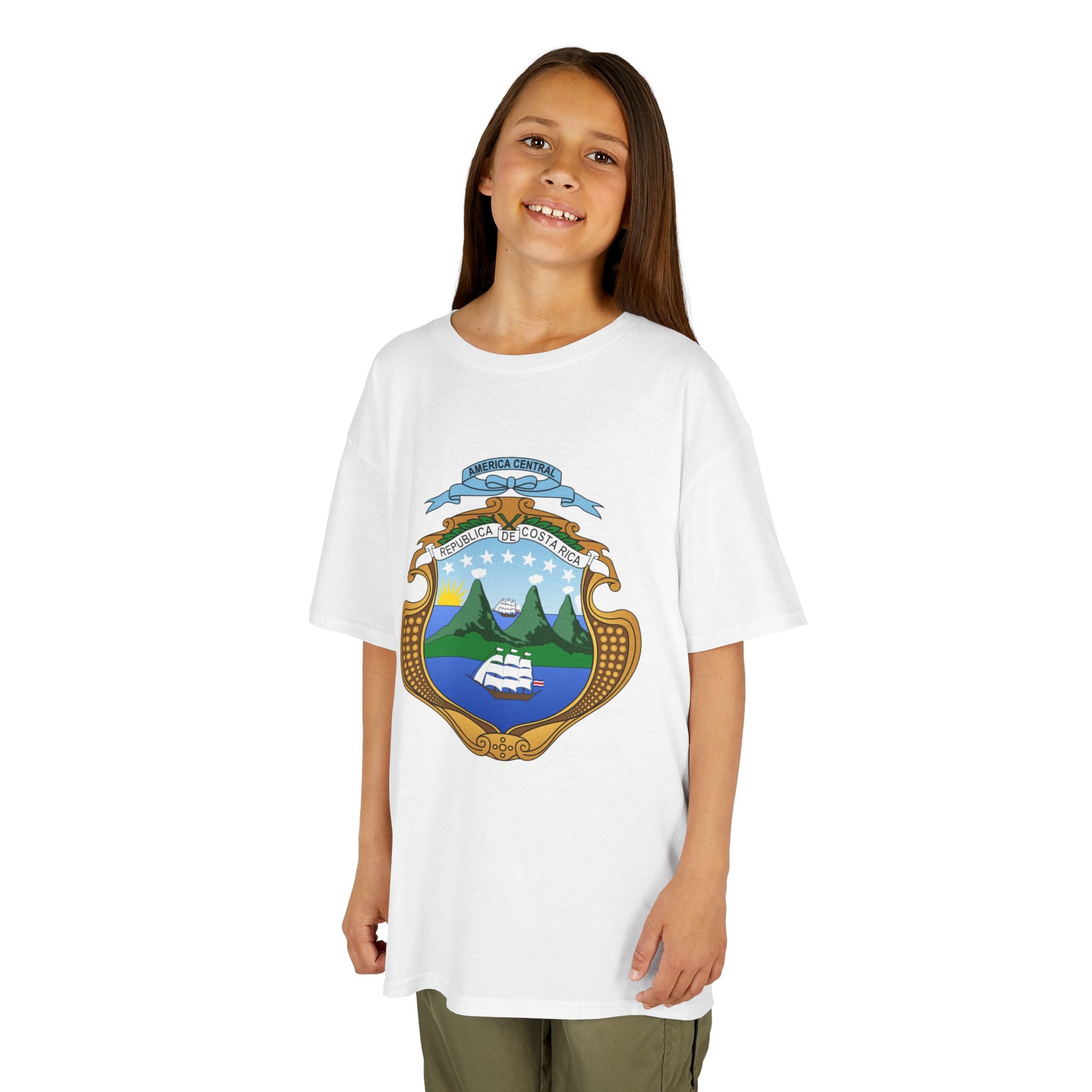 ALGODÓN GRUESO Camiseta de Niñas Costa Rica Escudo Nacional de Costa Rica
