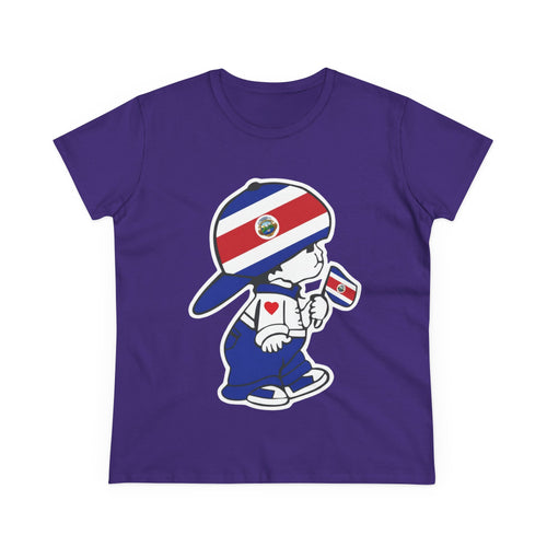 ALGODÓN DE MEDIO GROSOR Camiseta de Mujeres Costa Rica El Niño Tico Oroginal