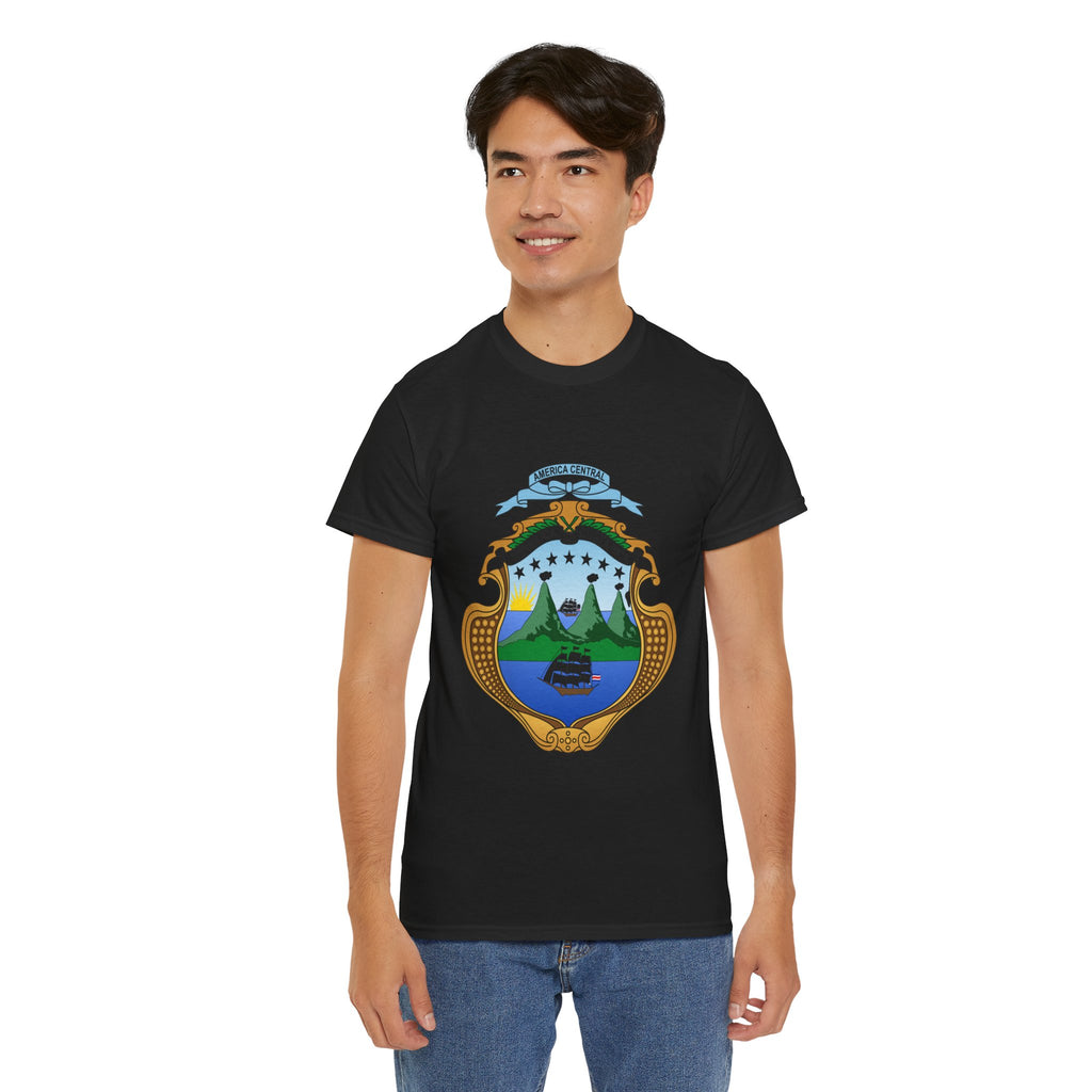 ALGODÓN GRUESO Camiseta de Hombres Costa Rica Escudo Nacional de Costa Rica