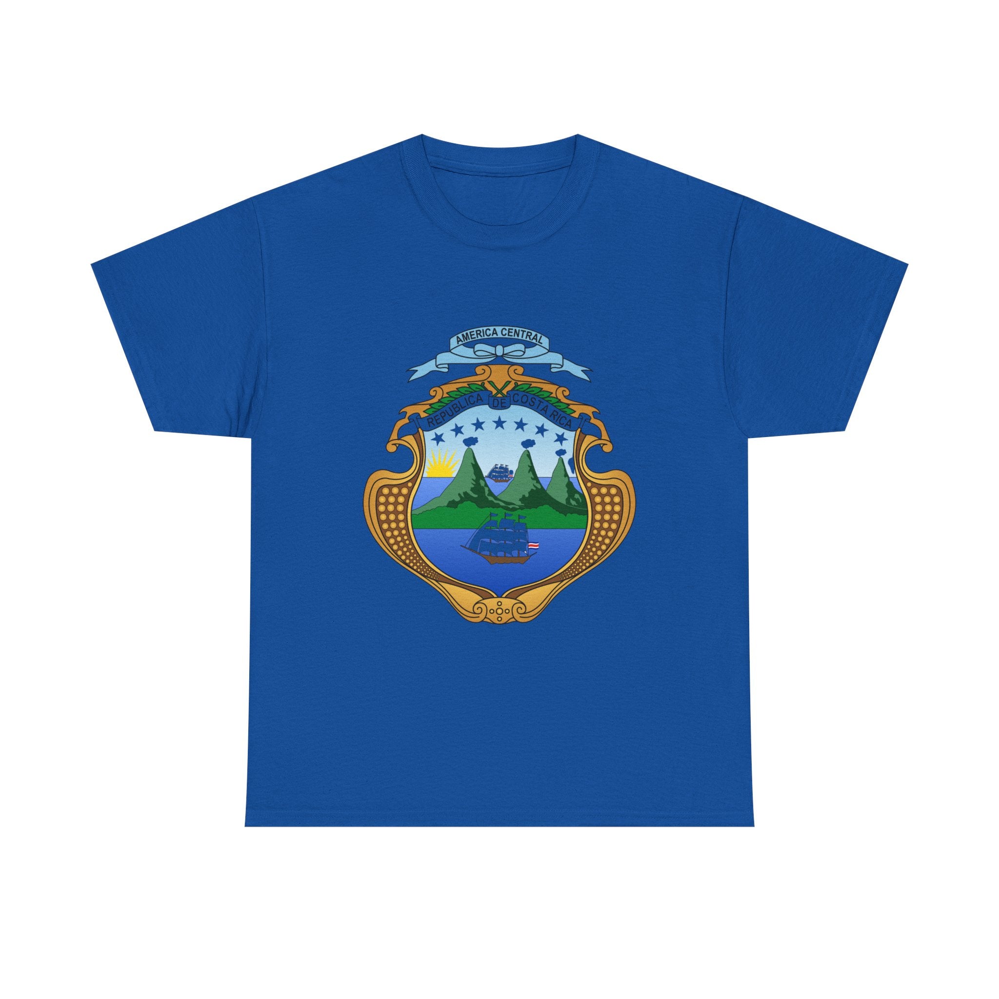ALGODÓN GRUESO Camiseta de Hombres Costa Rica Escudo Nacional de Costa Rica