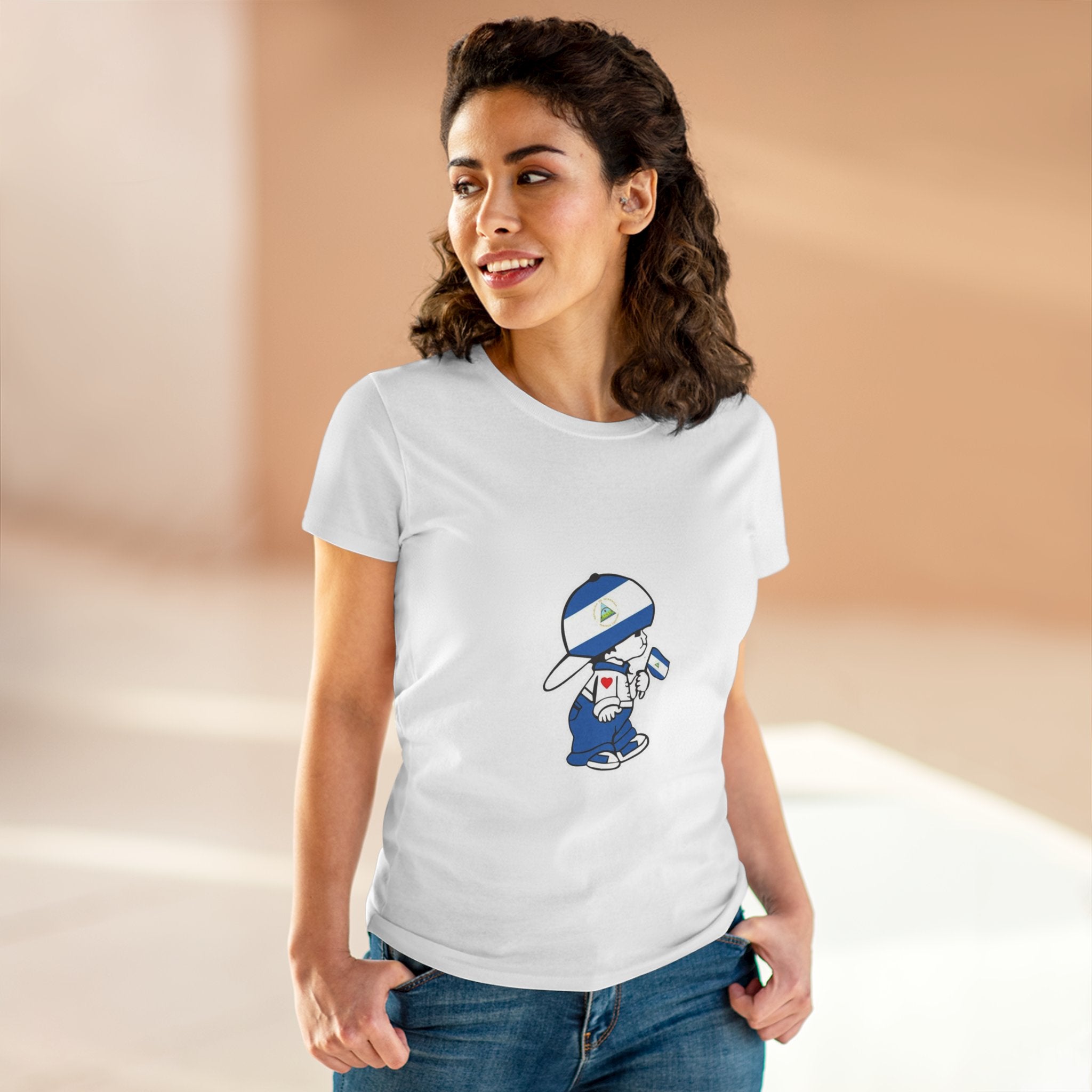 ALGODÓN DE MEDIO GROSOR Camiseta de Mujeres Nicaragua El Niño Nico Original